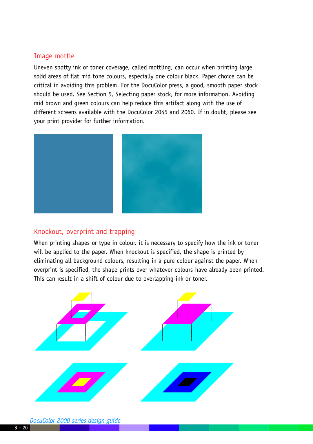Xerox 2000 manual Image mottle, Knockout, overprint and trapping 
