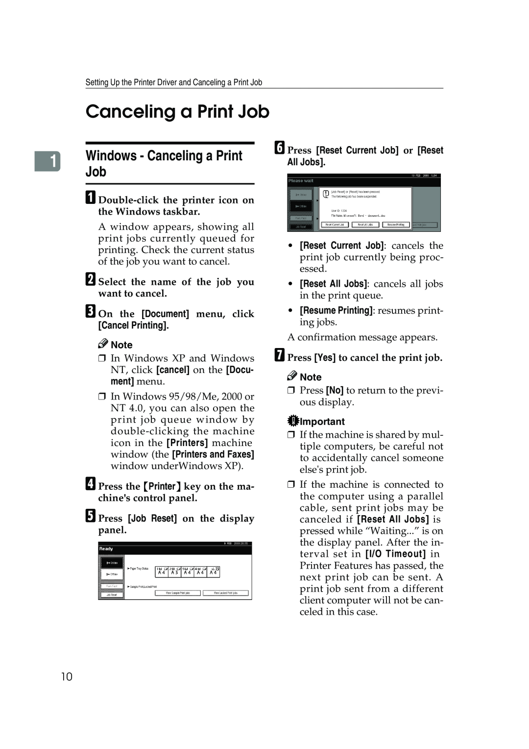 Xerox 2045e appendix Windows - Canceling a Print Job, A Double-click the printer icon on the Windows taskbar 