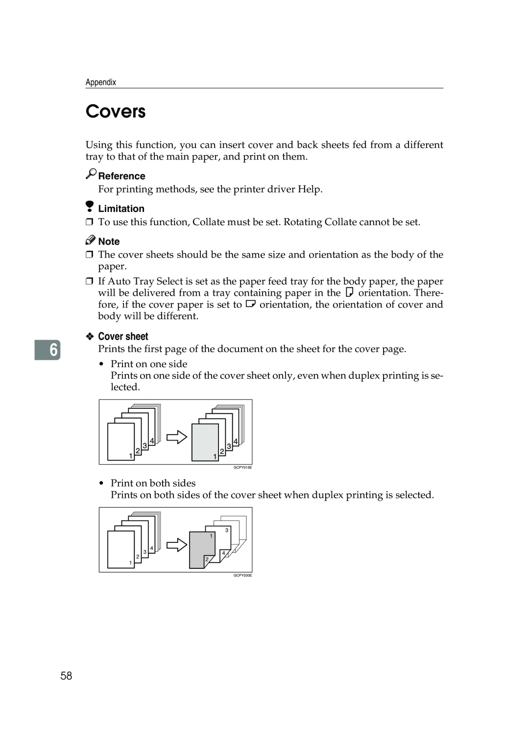 Xerox 2045e appendix Covers, Cover sheet, Reference, Limitation 
