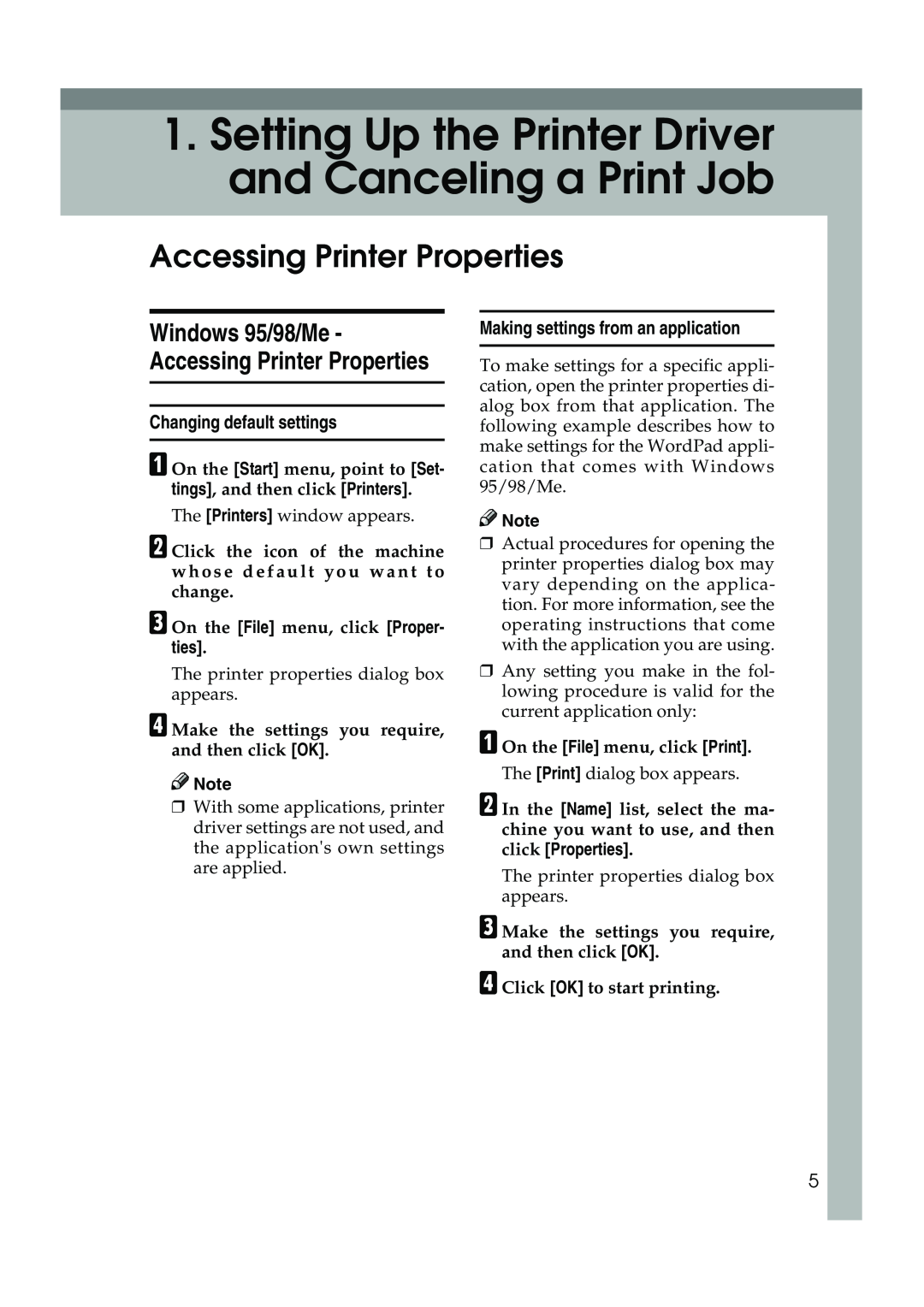 Xerox 2045e appendix Setting Up the Printer Driver and Canceling a Print Job, Accessing Printer Properties 
