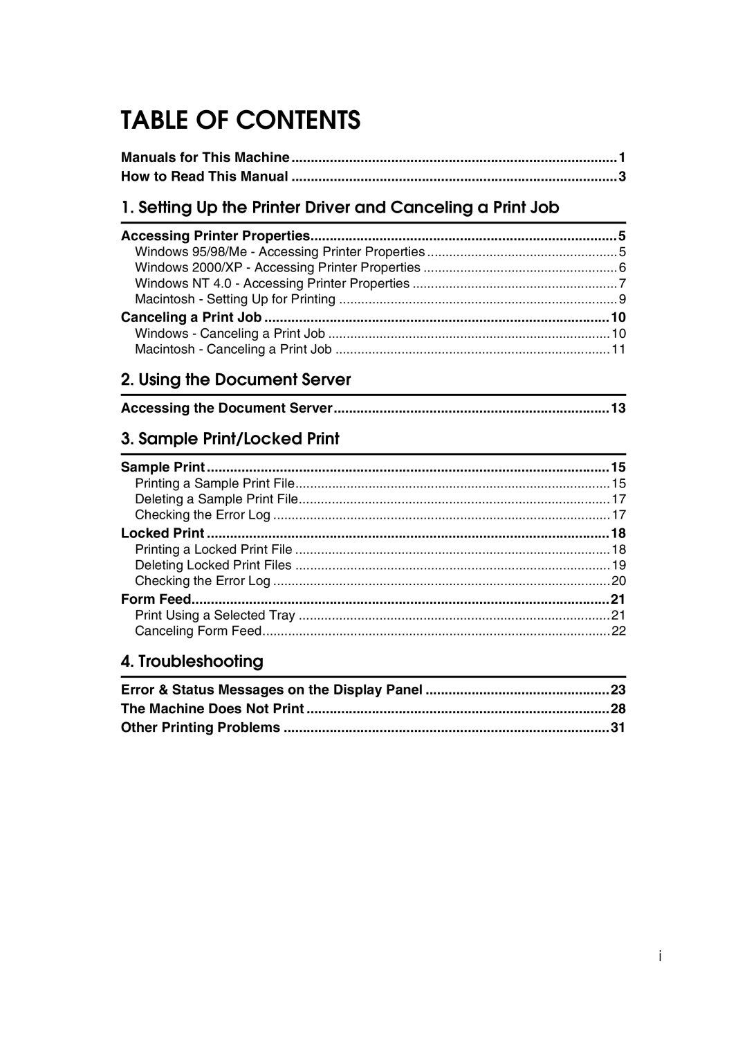 Xerox 2045e appendix Table of Contents 