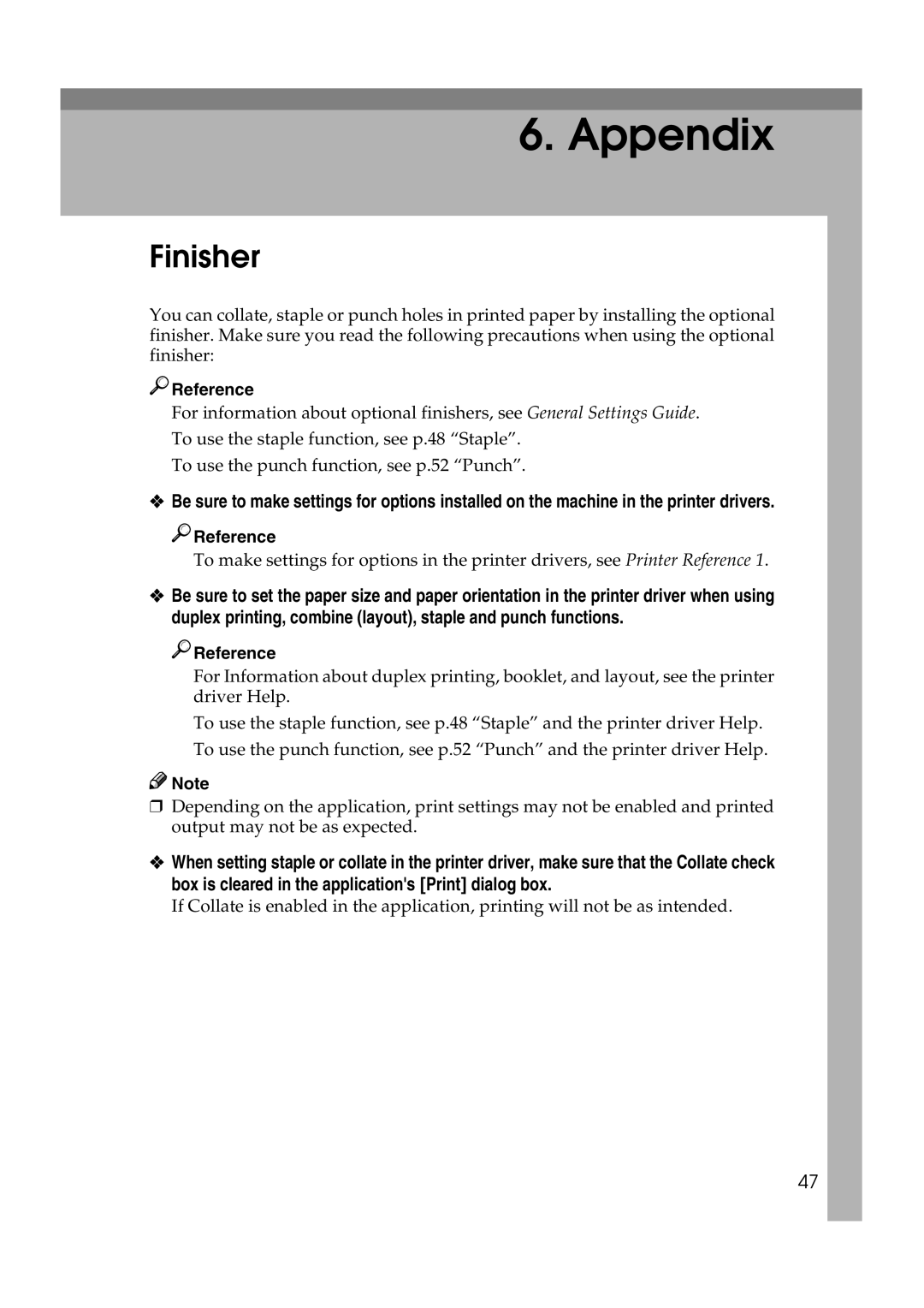 Xerox 2045e appendix Appendix, Finisher 