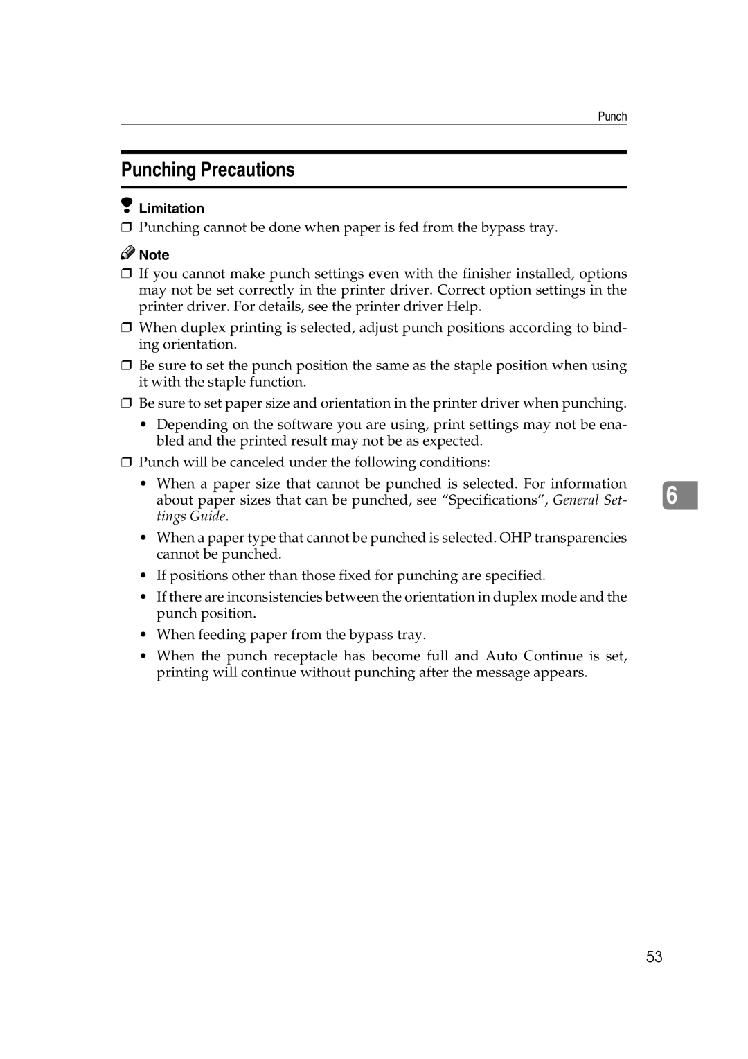 Xerox 2045e appendix Punching Precautions, Tings Guide 