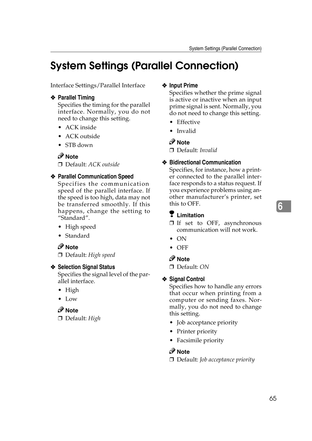 Xerox 2045e appendix System Settings Parallel Connection 