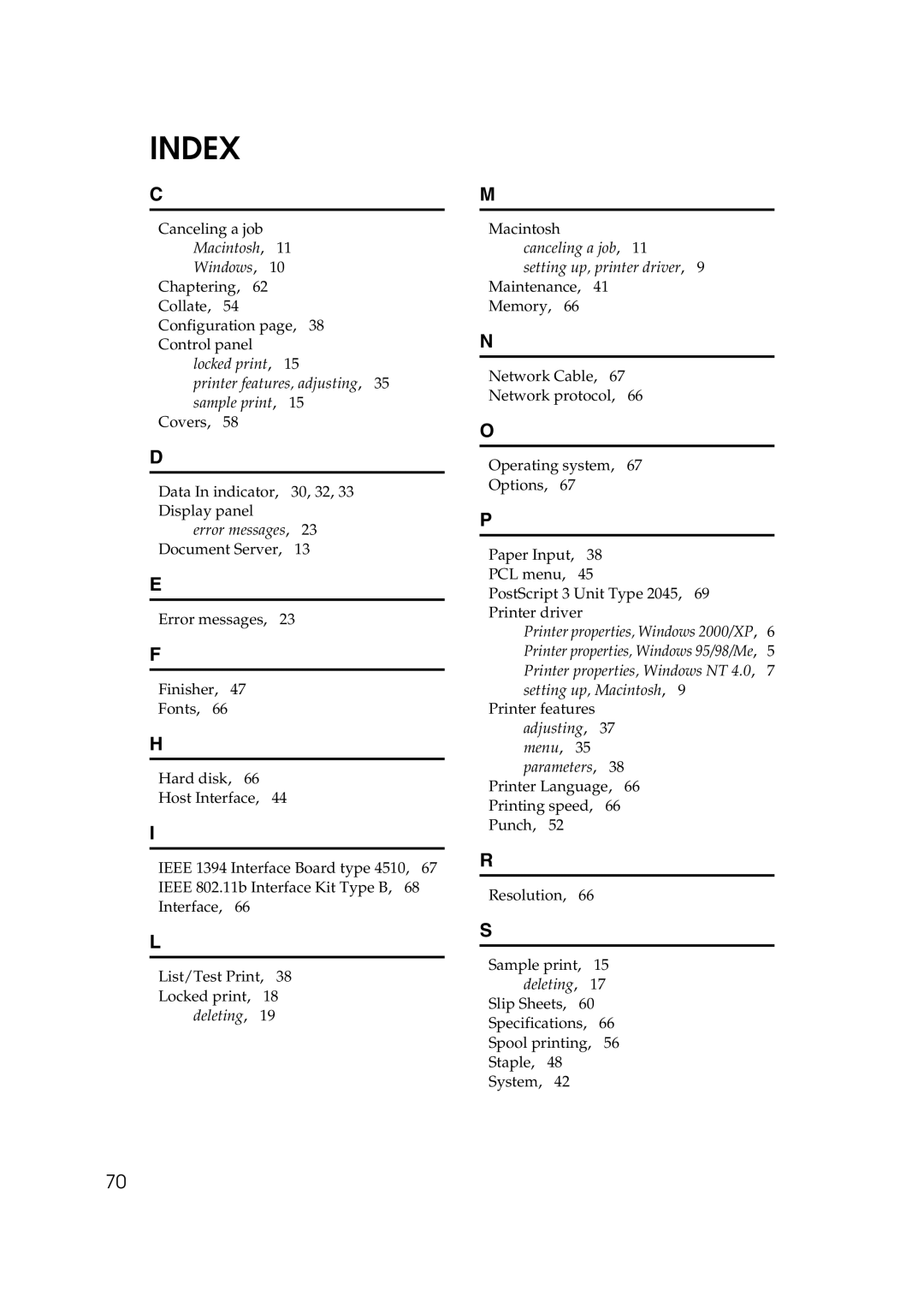 Xerox 2045e appendix Index 