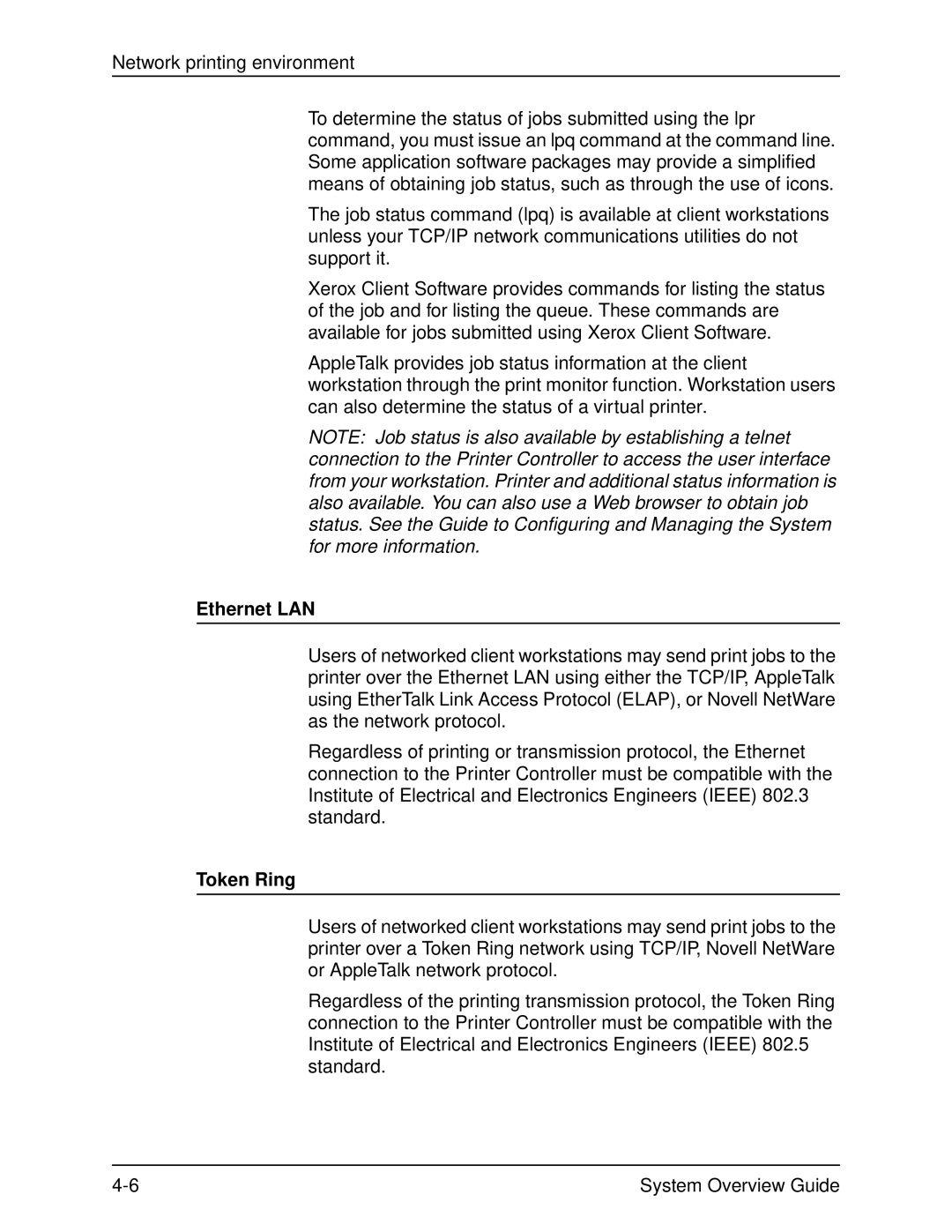 Xerox 2060 manual Ethernet LAN, Token Ring 