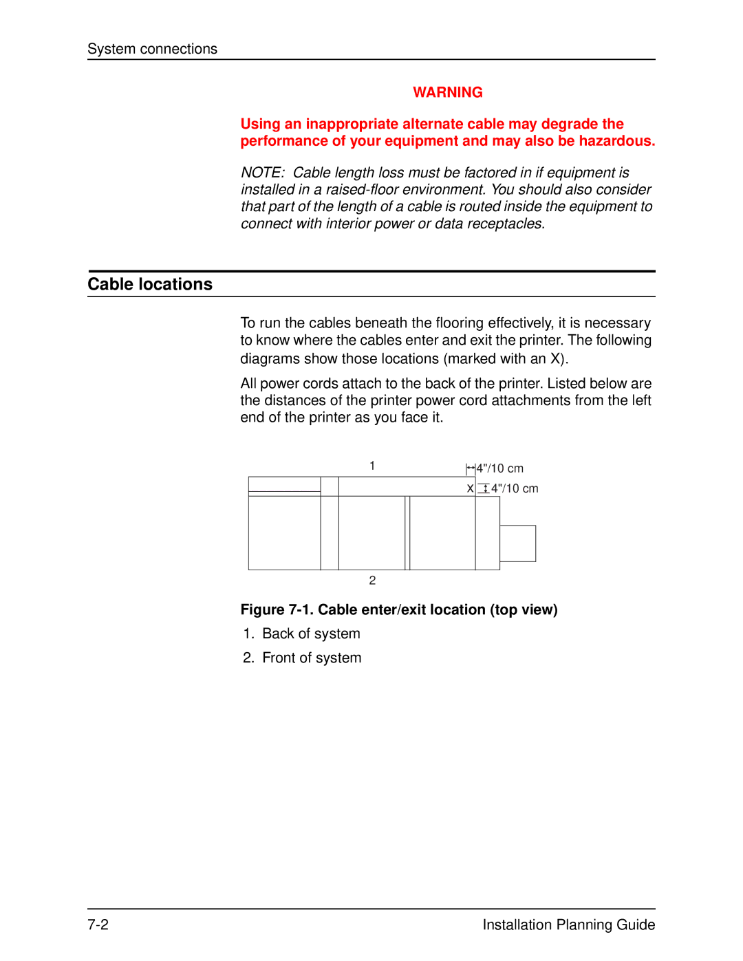 Xerox 2060 manual Cable locations, Cable enter/exit location top view 