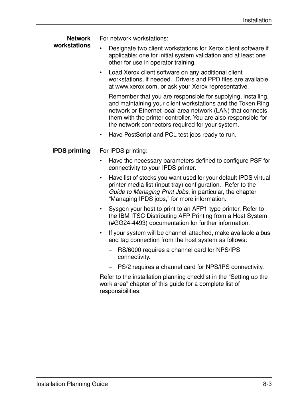 Xerox 2060 manual Network workstations 