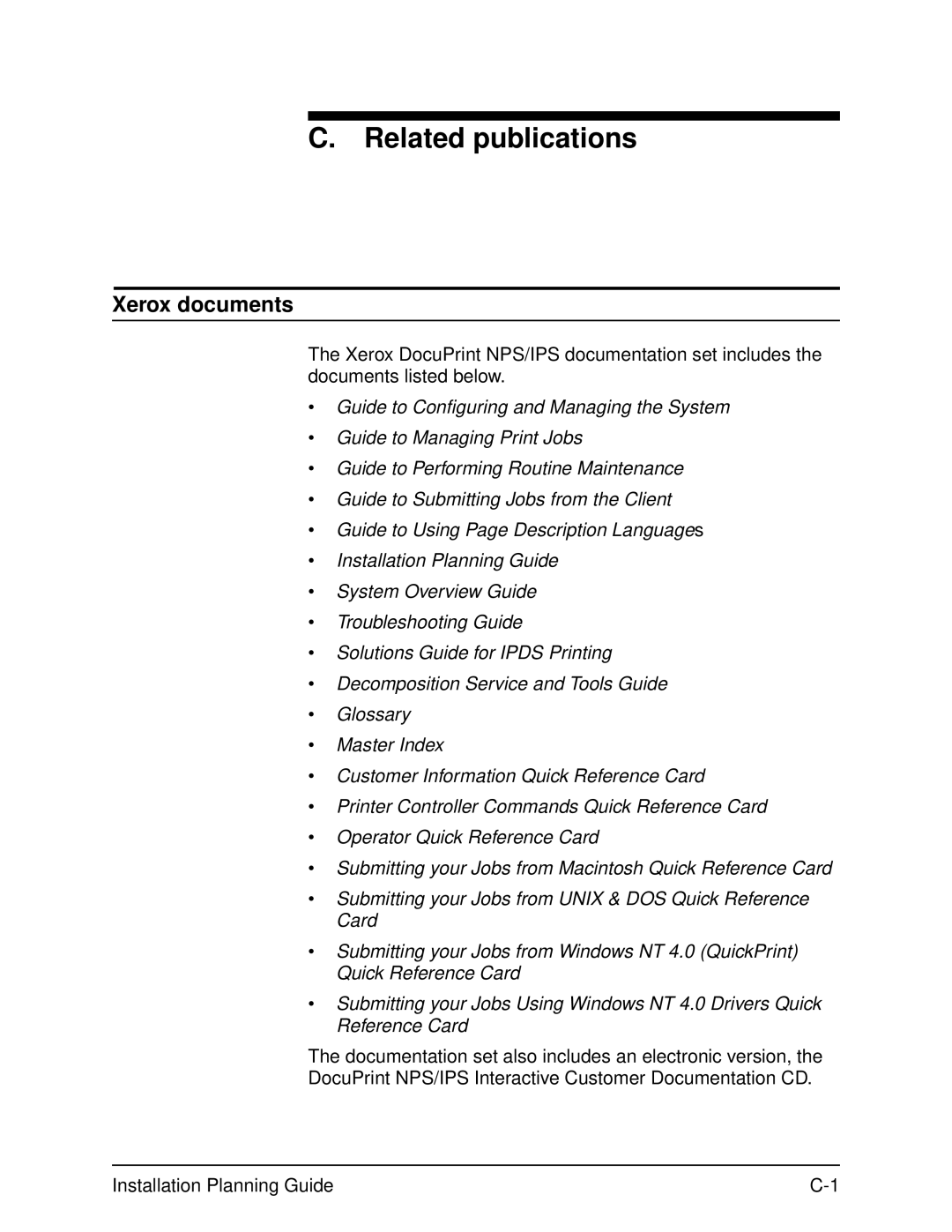 Xerox 2060 manual Related publications, Xerox documents 