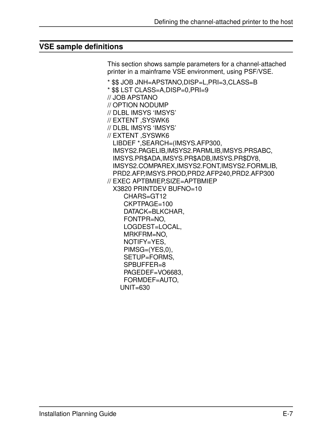 Xerox 2060 manual VSE sample definitions 