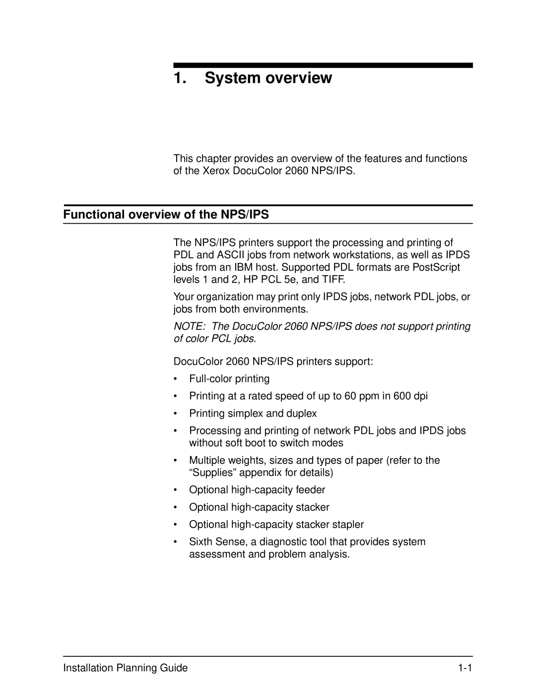 Xerox 2060 manual System overview, Functional overview of the NPS/IPS 