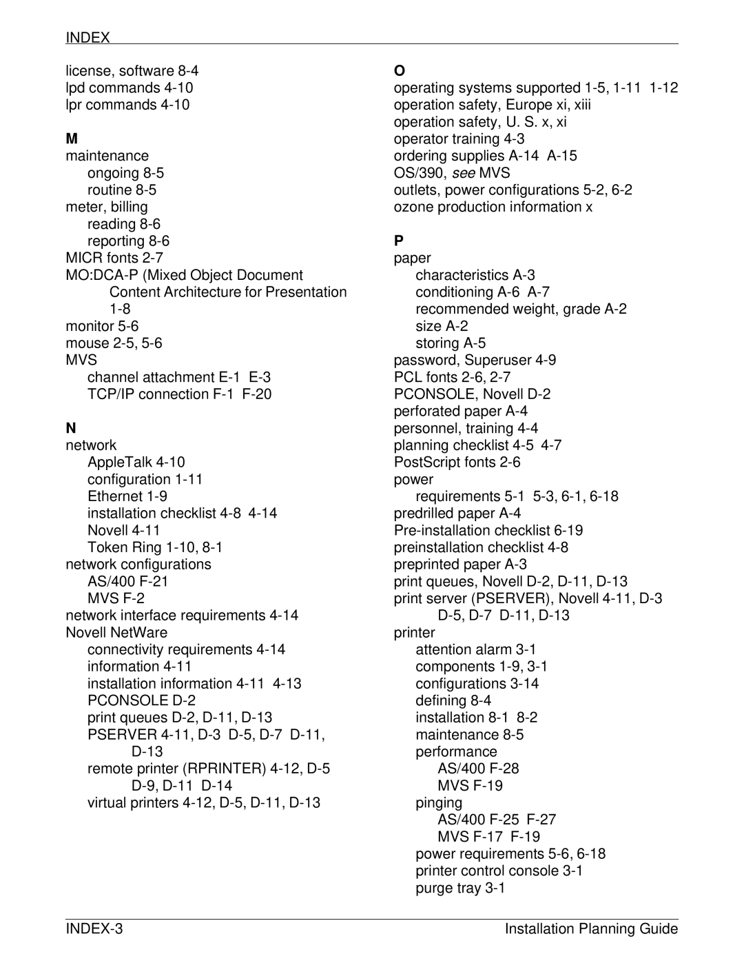 Xerox 2060 manual INDEX-3 