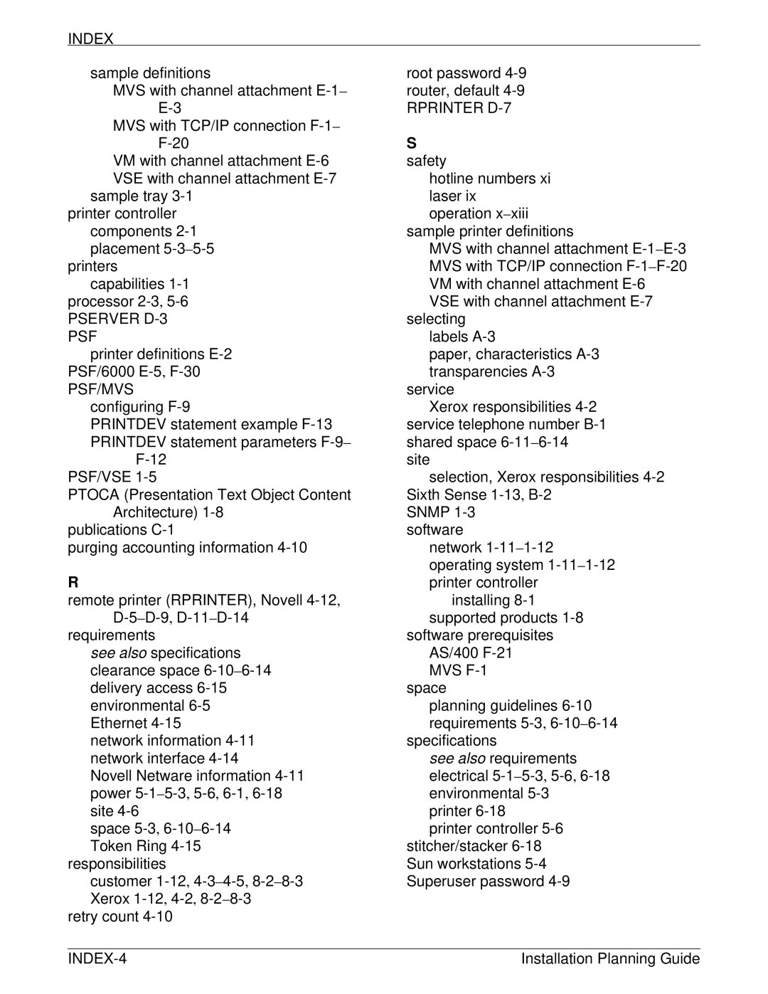 Xerox 2060 manual INDEX-4 