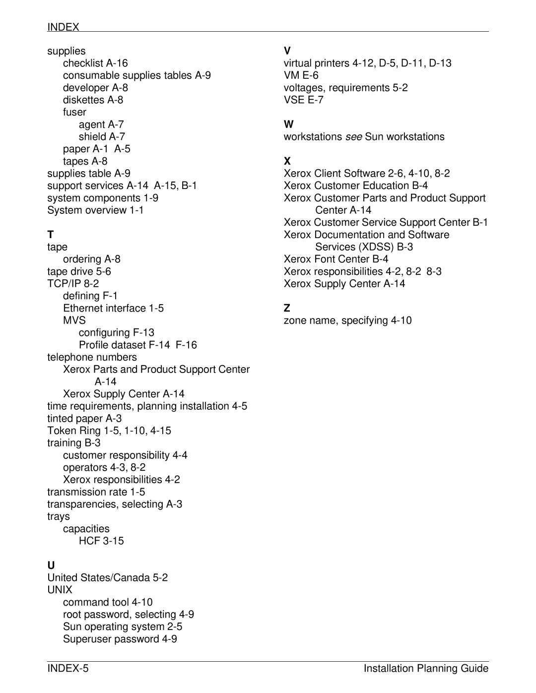 Xerox 2060 manual Unix 