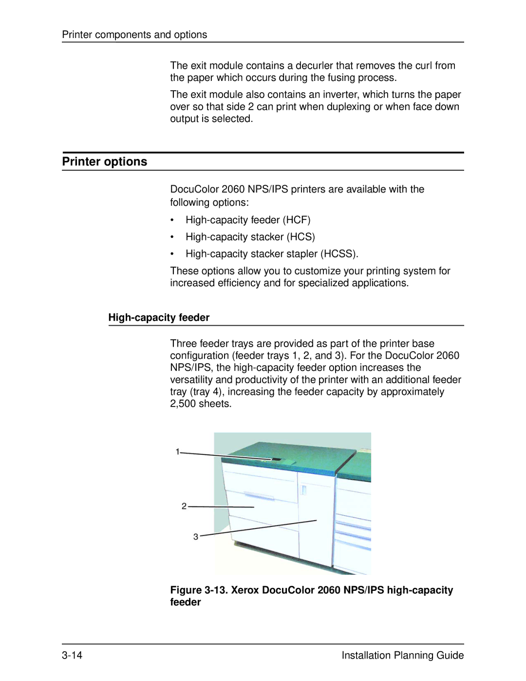 Xerox 2060 manual Printer options, High-capacity feeder 