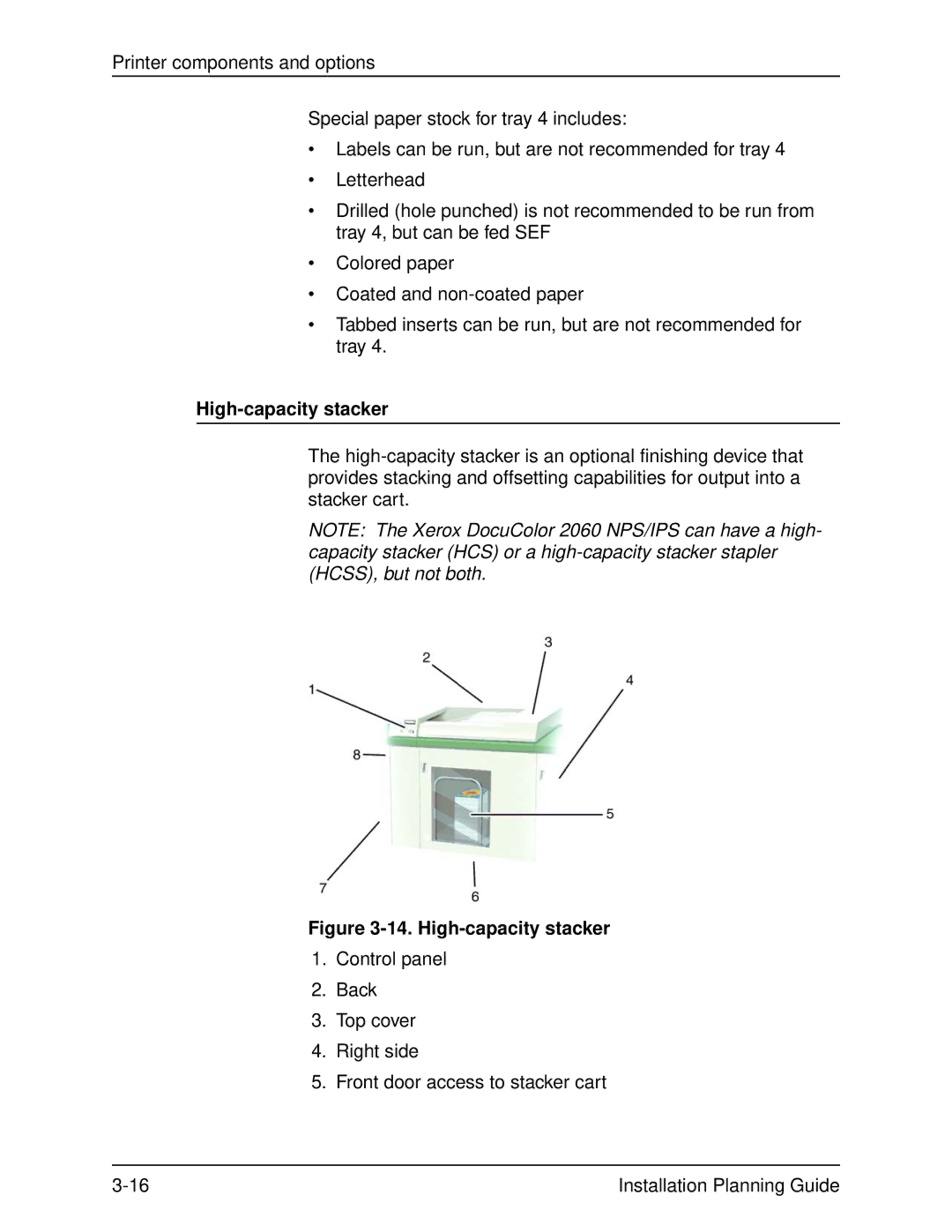 Xerox 2060 manual High-capacity stacker 