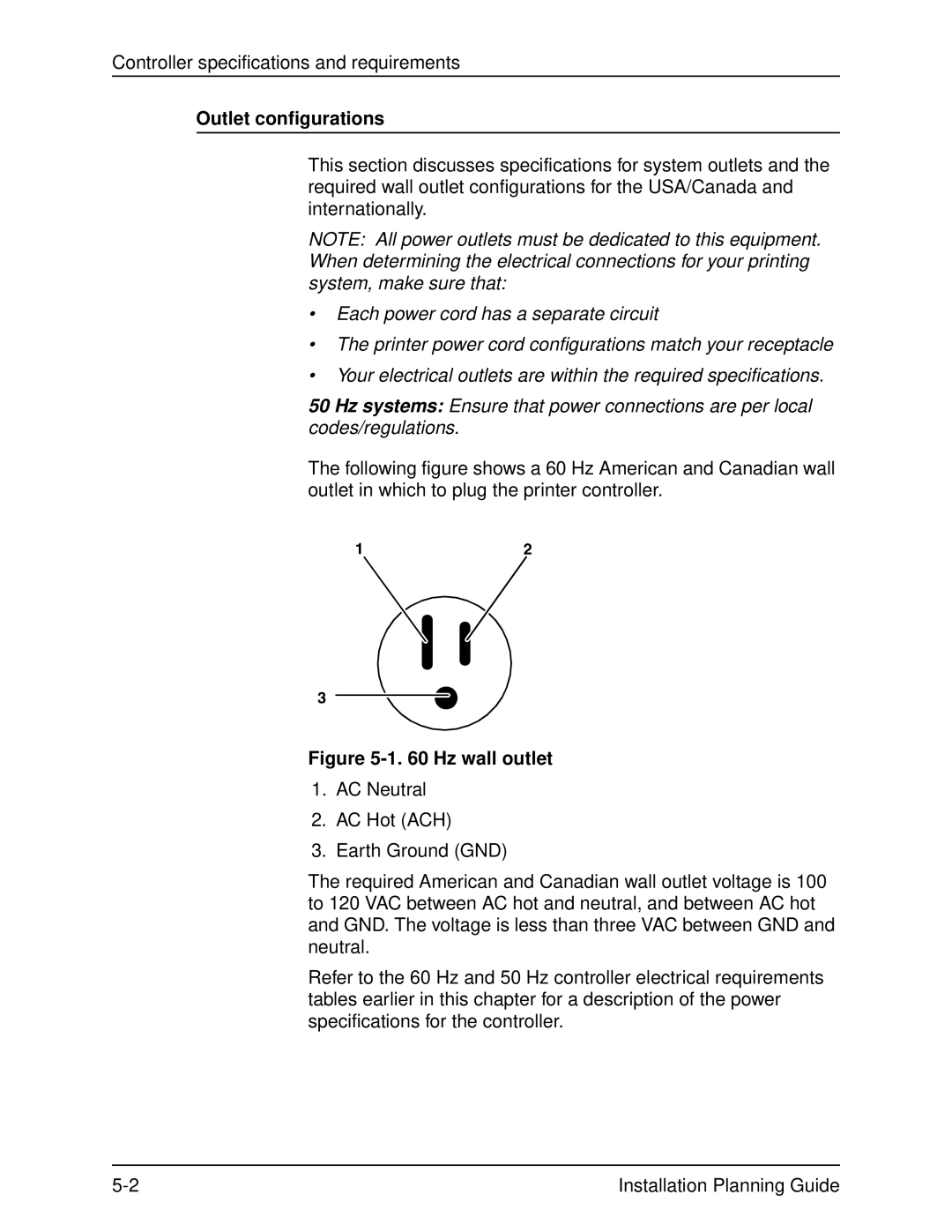 Xerox 2060 manual Outlet configurations, Hz wall outlet 