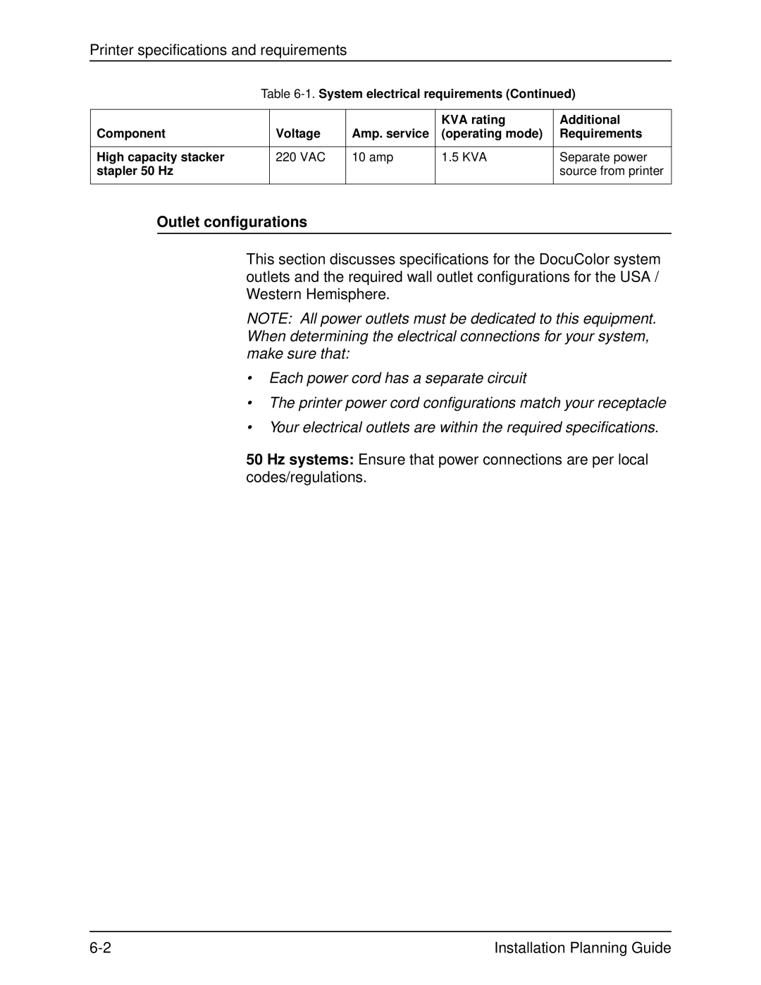 Xerox 2060 manual Printer specifications and requirements 