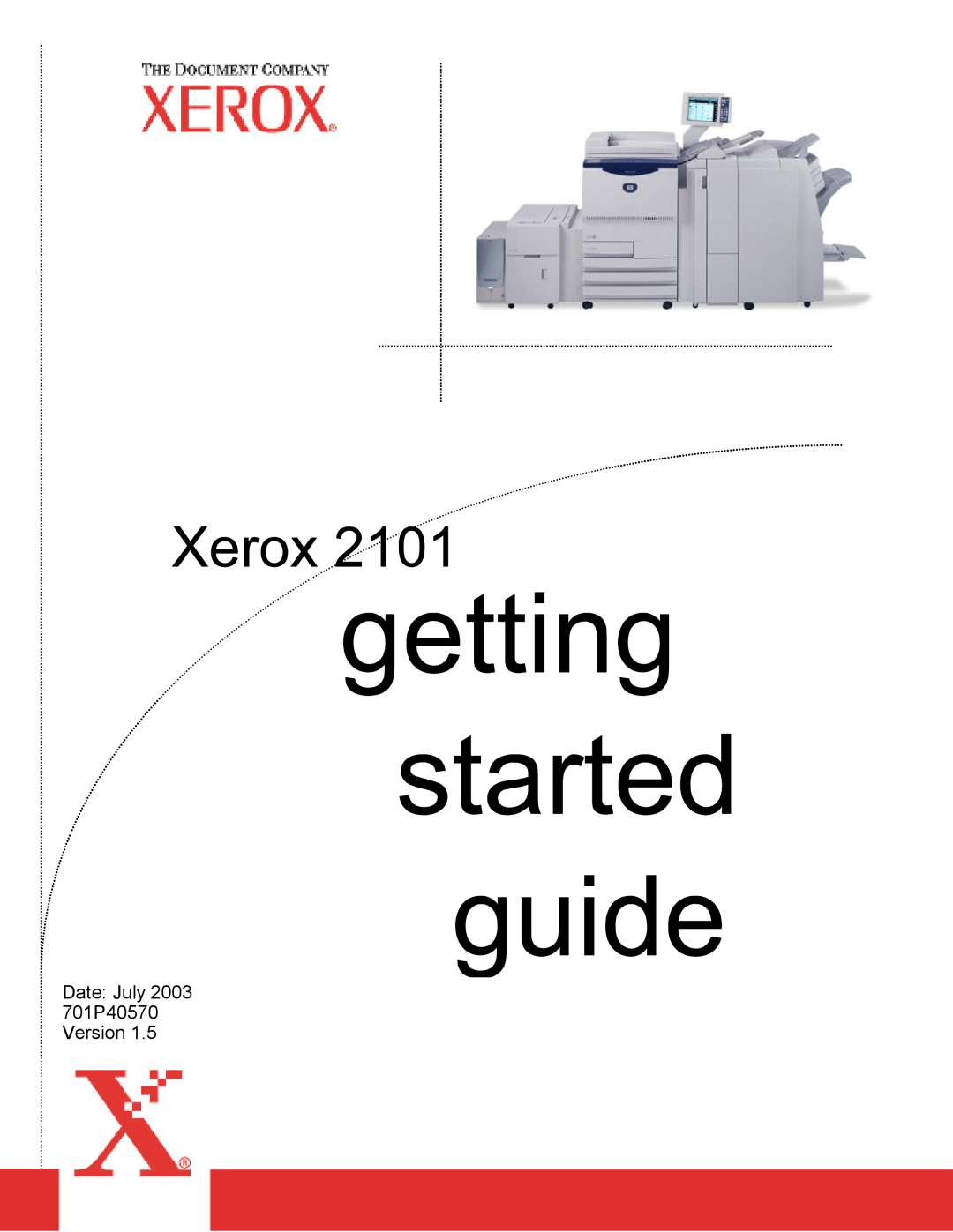 Xerox 2101 manual Date July 2003 701P40570 Version 