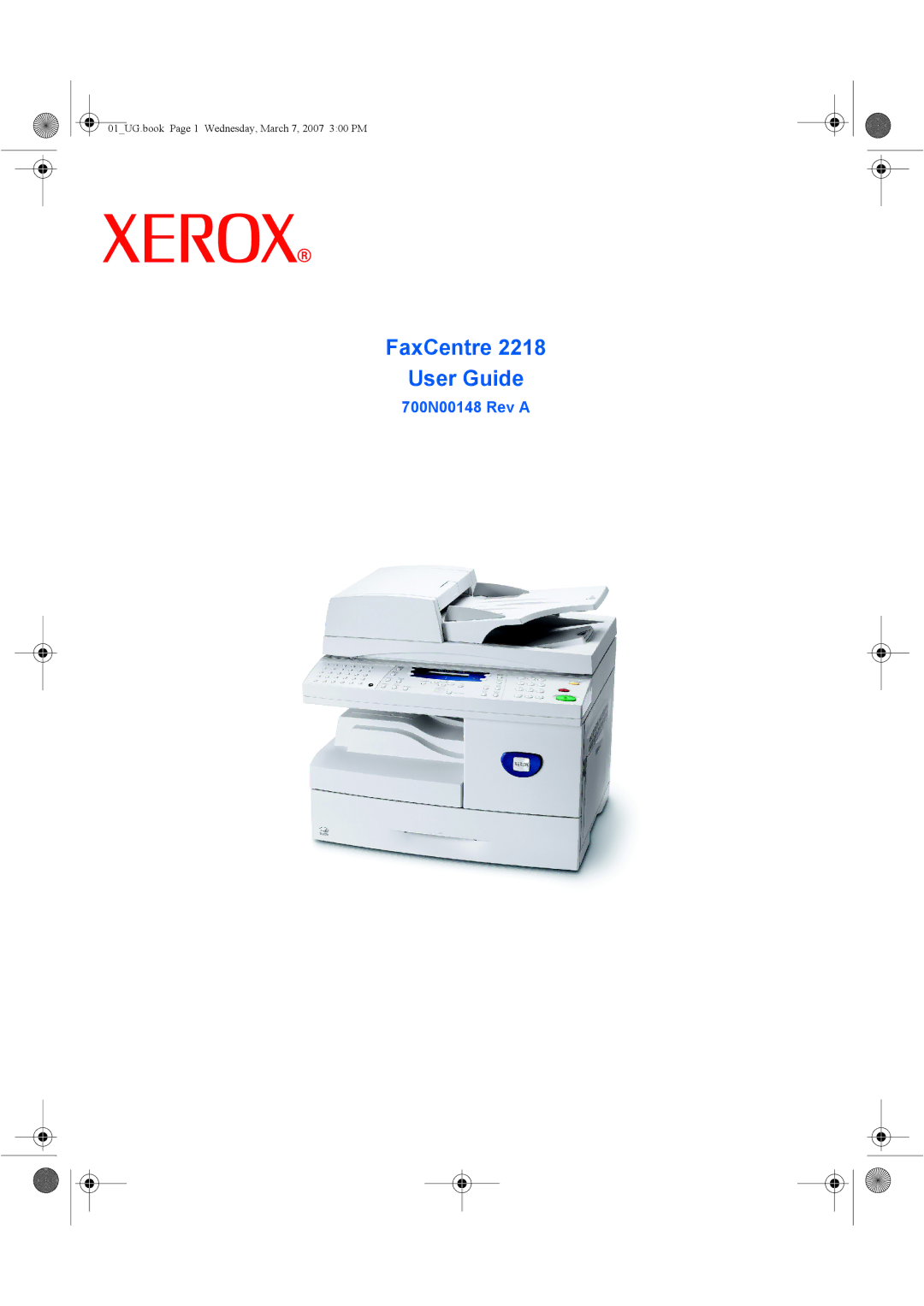 Xerox 2218 manual FaxCentre User Guide 