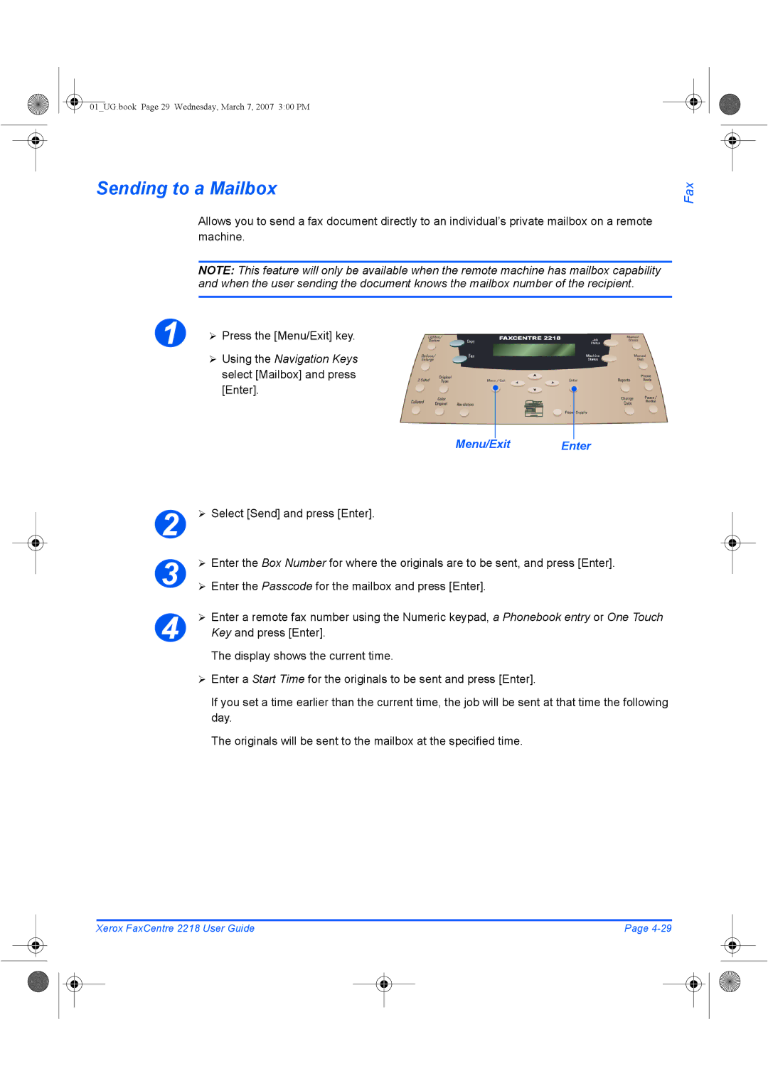 Xerox 2218 manual Sending to a Mailbox 