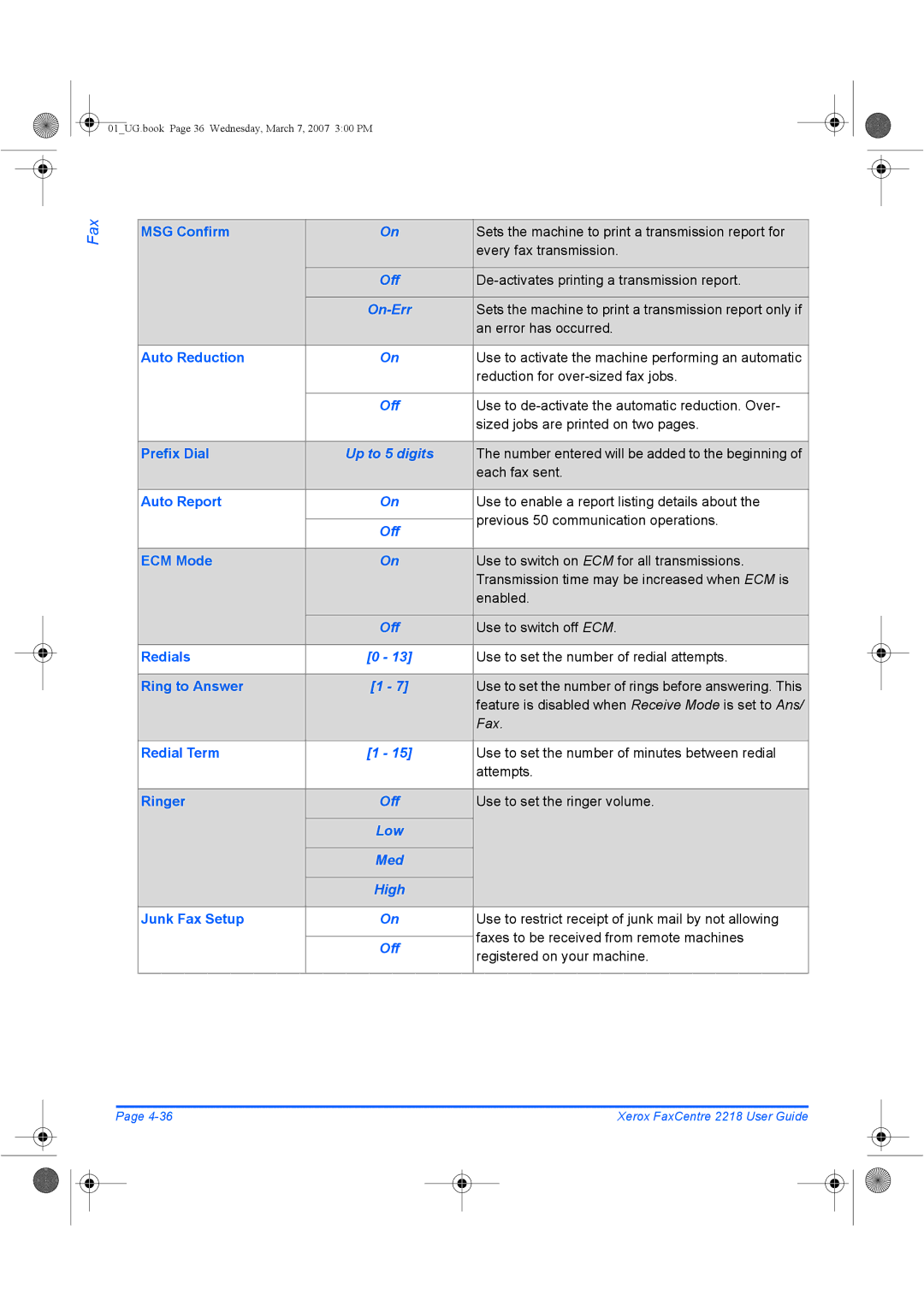 Xerox 2218 manual On-Err, Up to 5 digits, High 