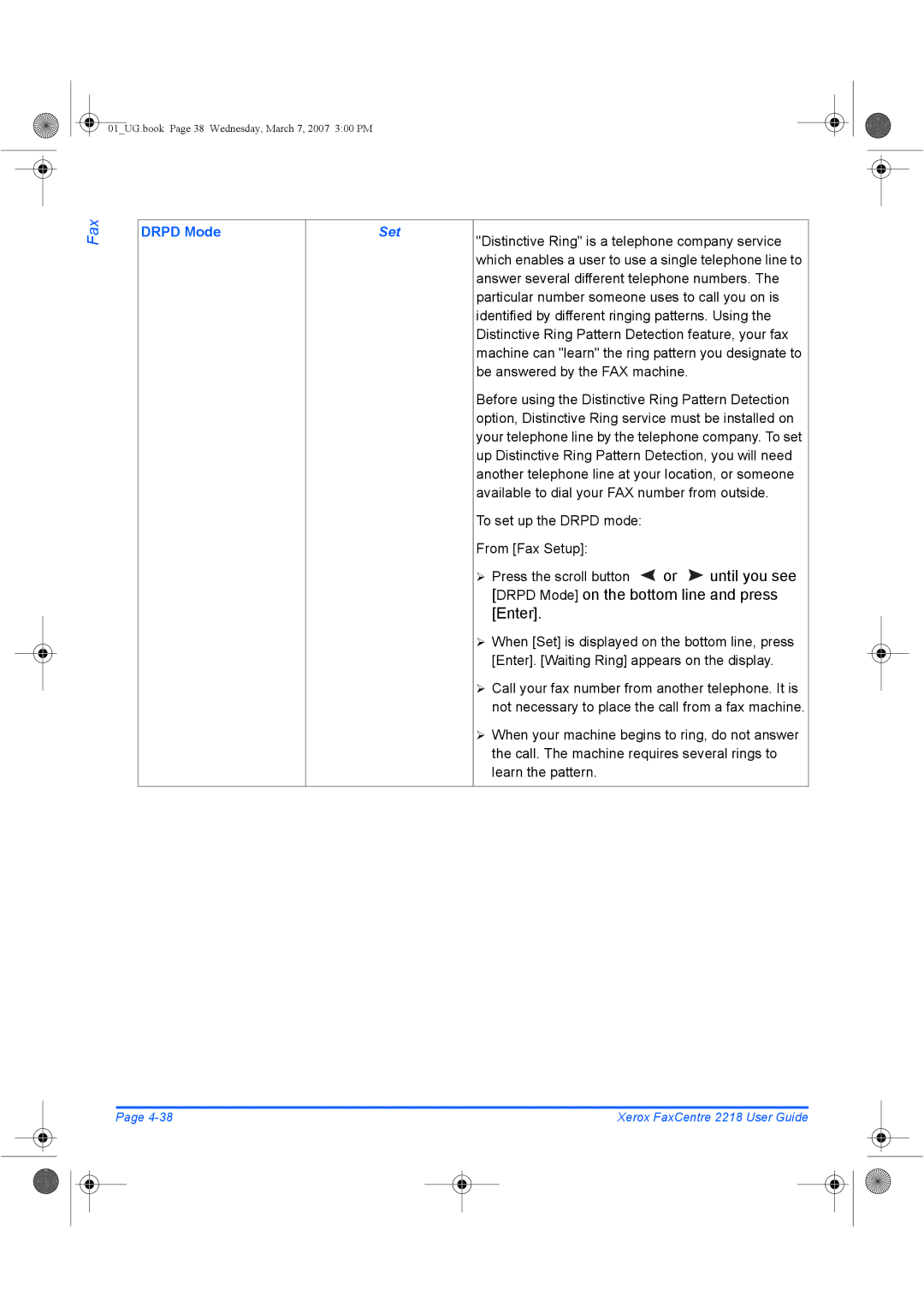 Xerox 2218 manual Drpd Mode, Set 