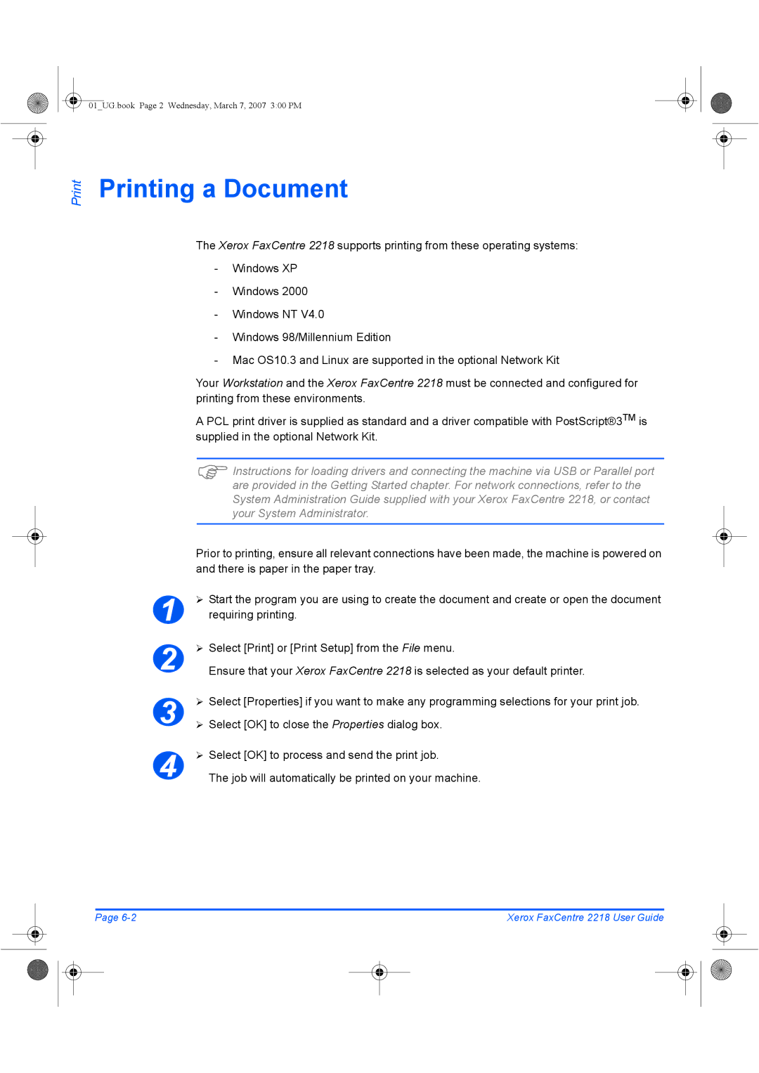 Xerox 2218 manual Printing a Document 