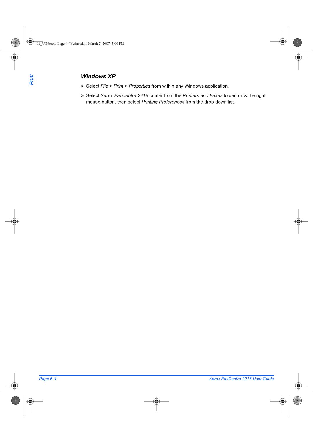 Xerox 2218 manual Windows XP 