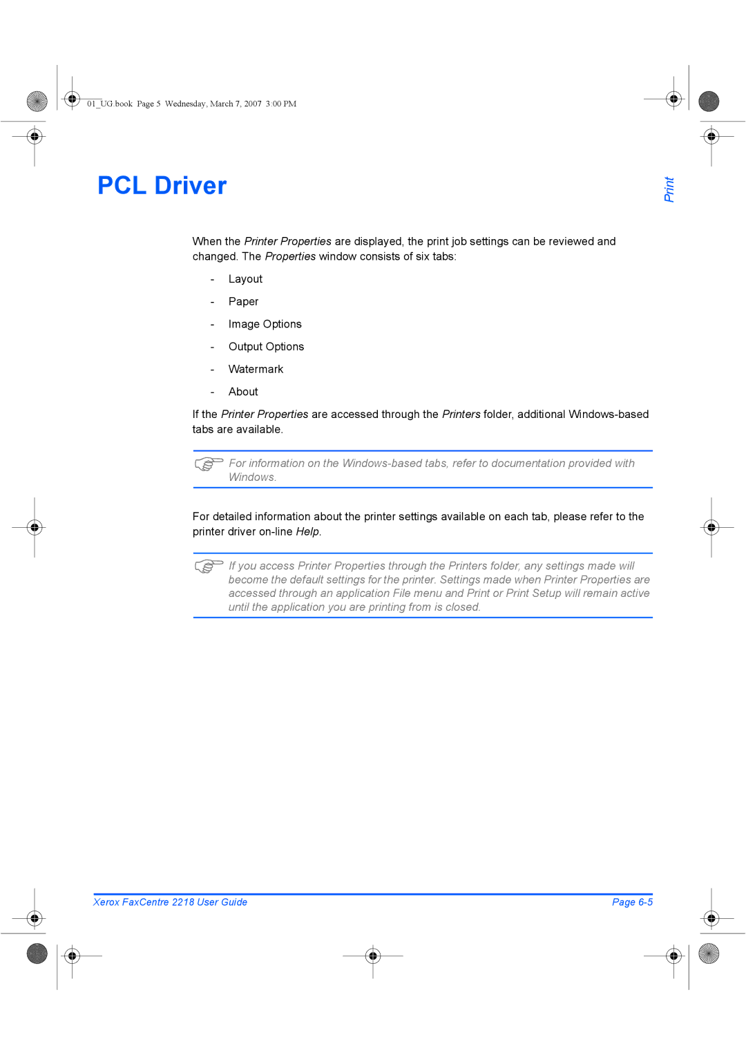 Xerox 2218 manual PCL Driver 