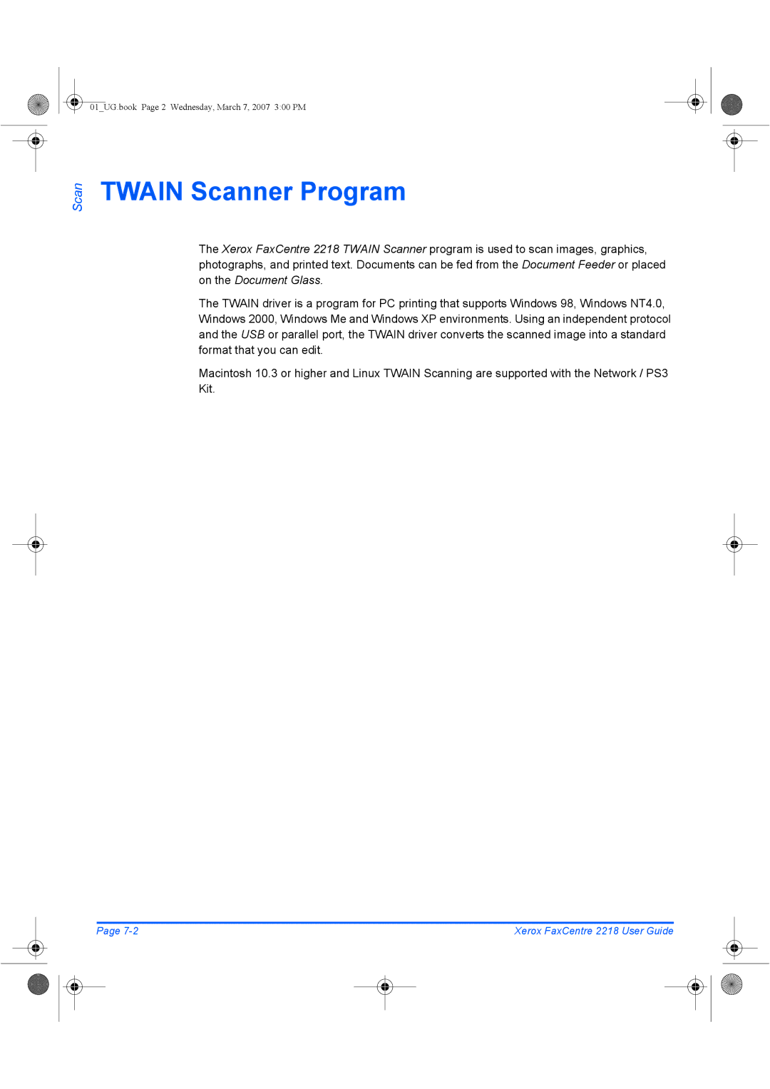 Xerox 2218 manual Twain Scanner Program 