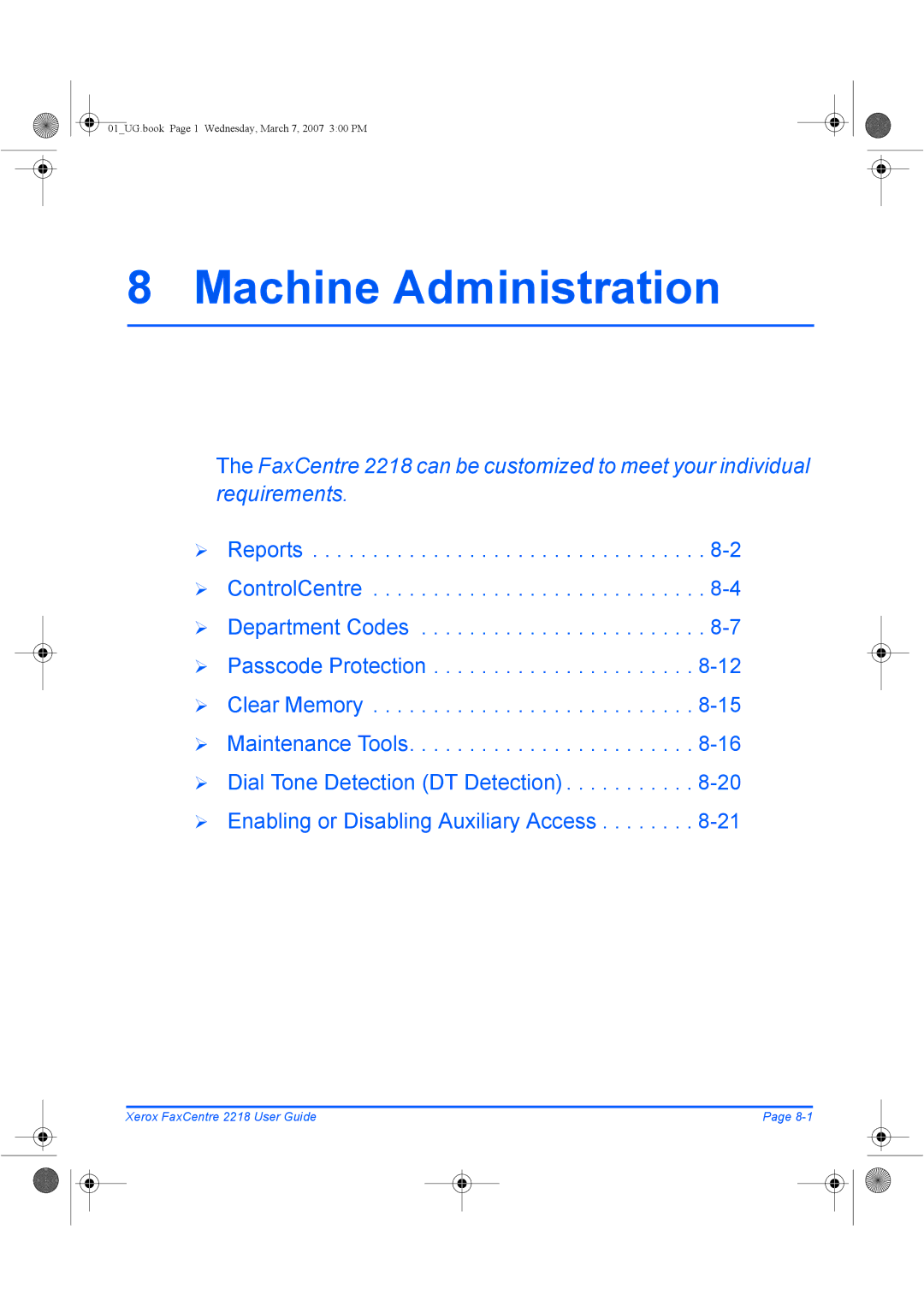 Xerox 2218 manual Machine Administration 