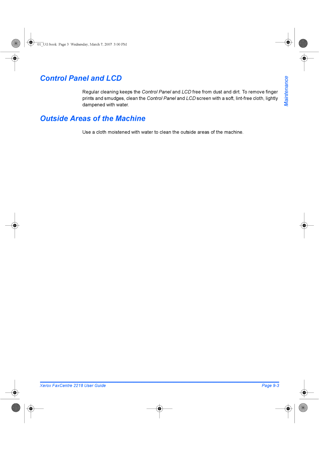 Xerox 2218 manual Control Panel and LCD, Outside Areas of the Machine 