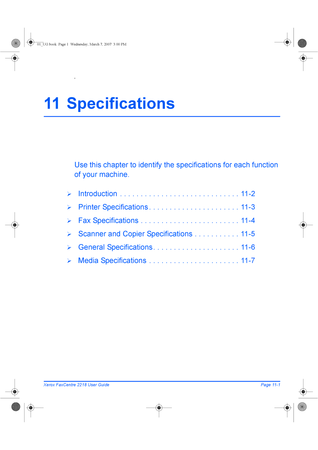 Xerox 2218 manual Specifications 