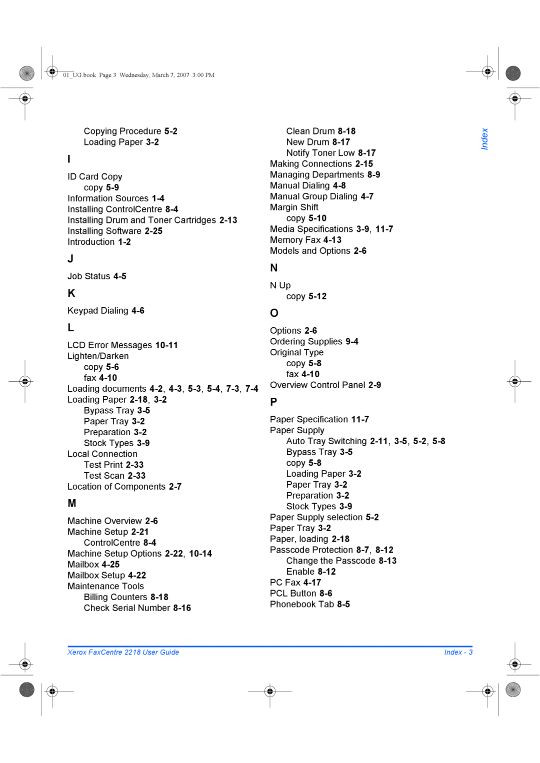 Xerox 2218 manual 01UG.book Page 3 Wednesday, March 7, 2007 300 PM 