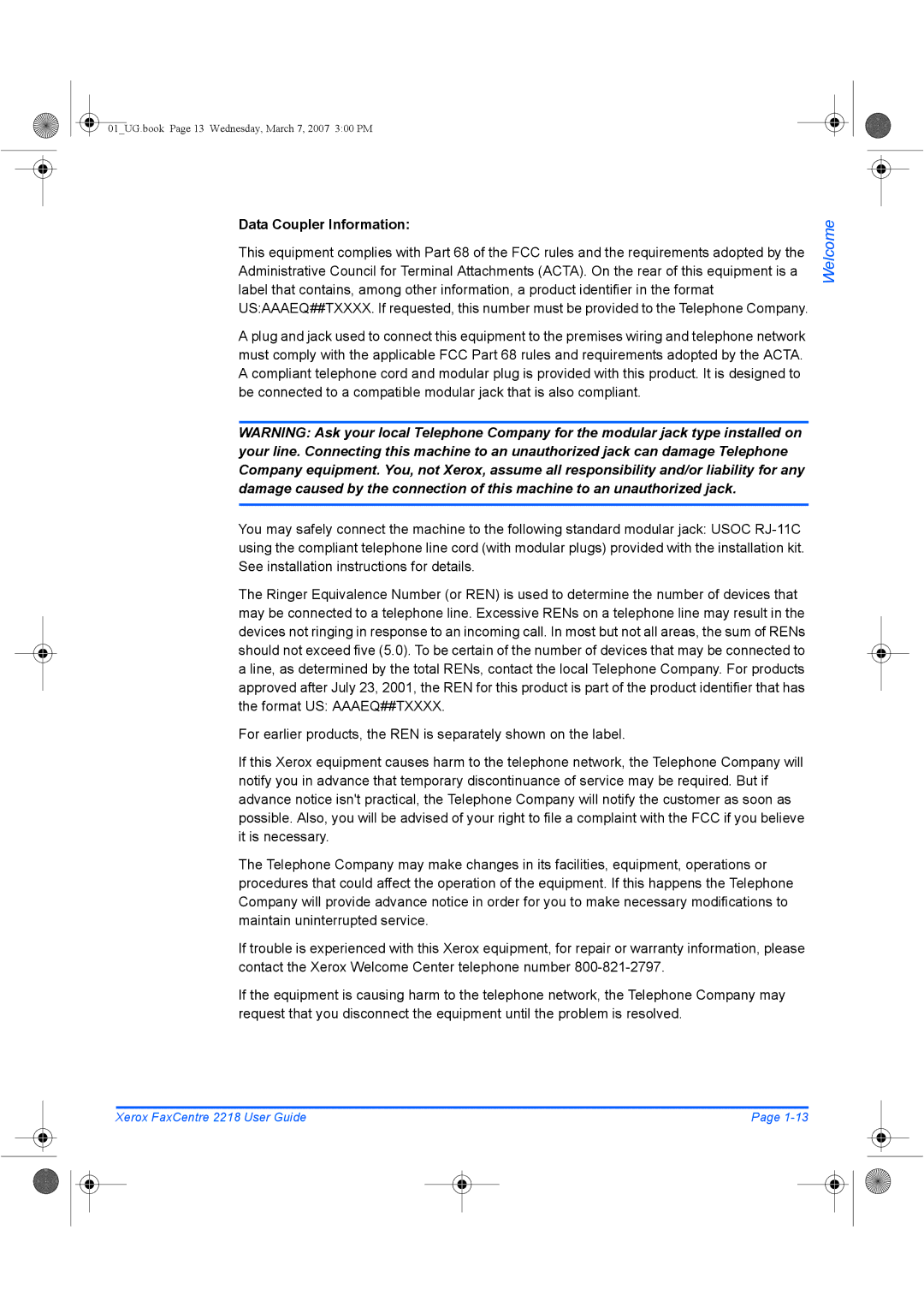 Xerox 2218 manual Data Coupler Information 