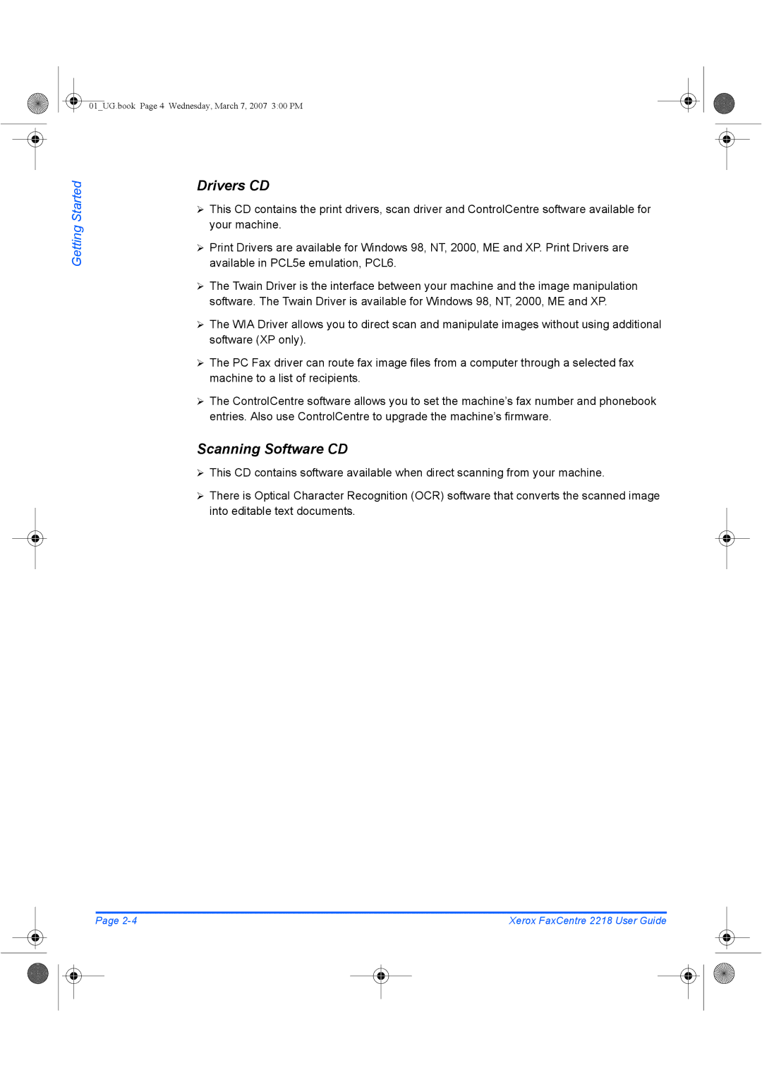 Xerox 2218 manual Drivers CD, Scanning Software CD 