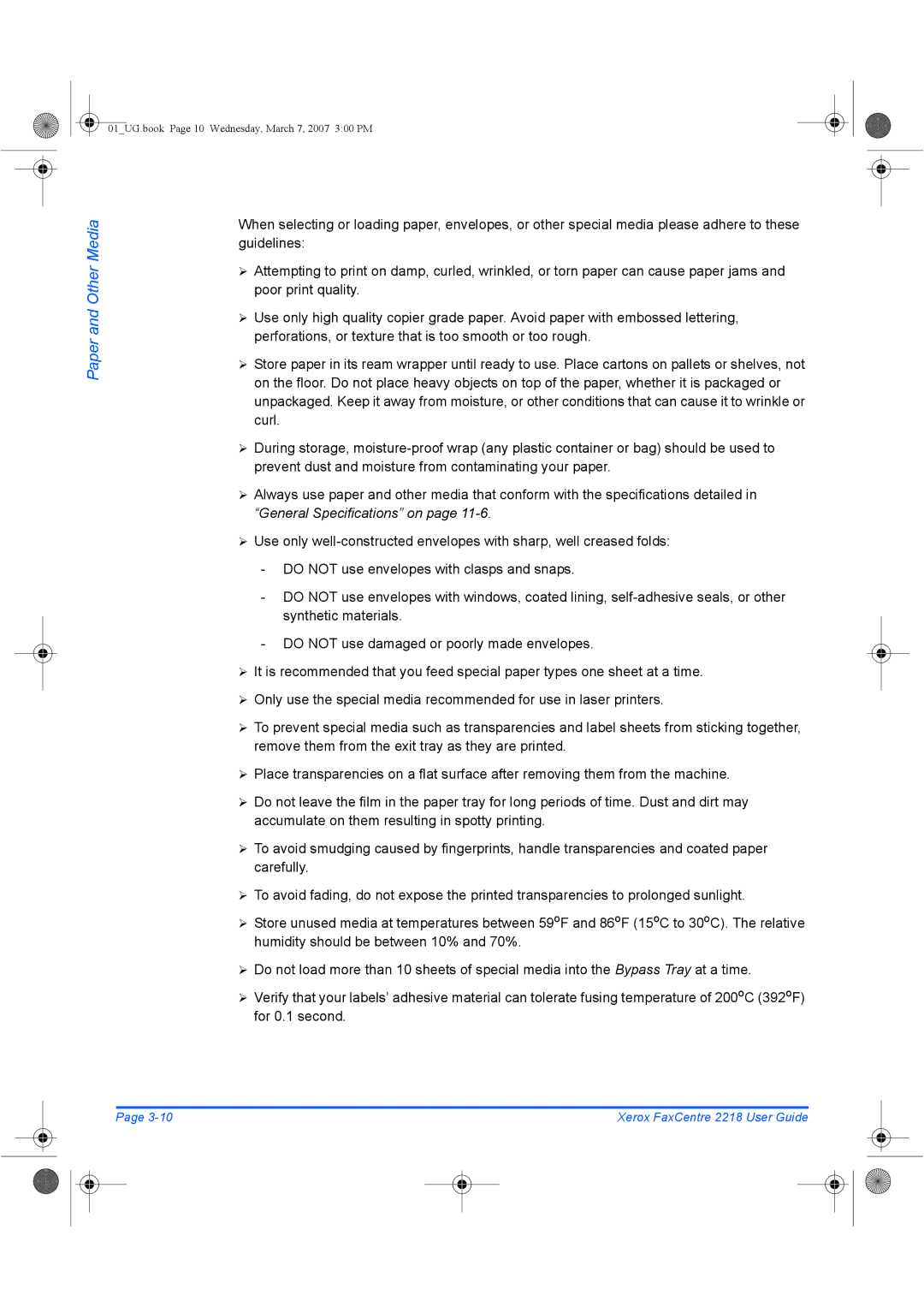 Xerox 2218 manual 01UG.book Page 10 Wednesday, March 7, 2007 300 PM 