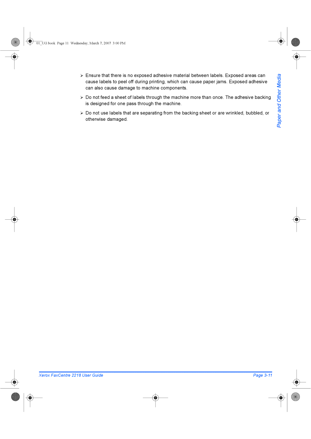 Xerox 2218 manual 01UG.book Page 11 Wednesday, March 7, 2007 300 PM 