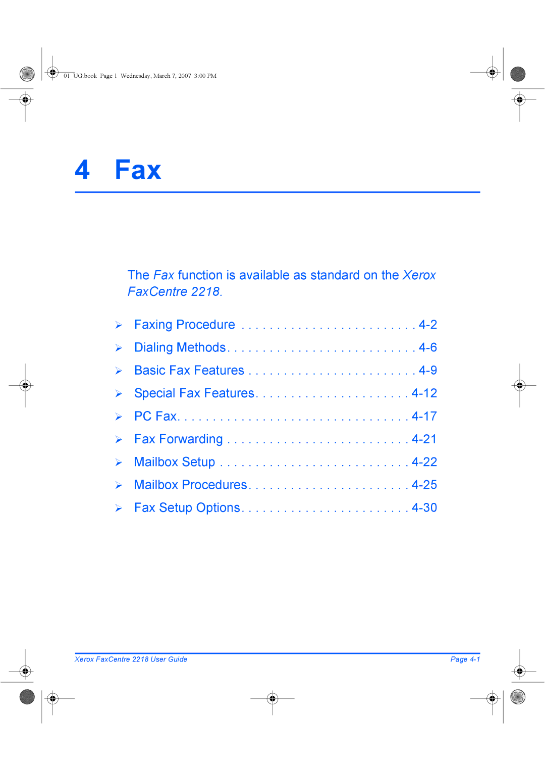 Xerox 2218 manual Fax 