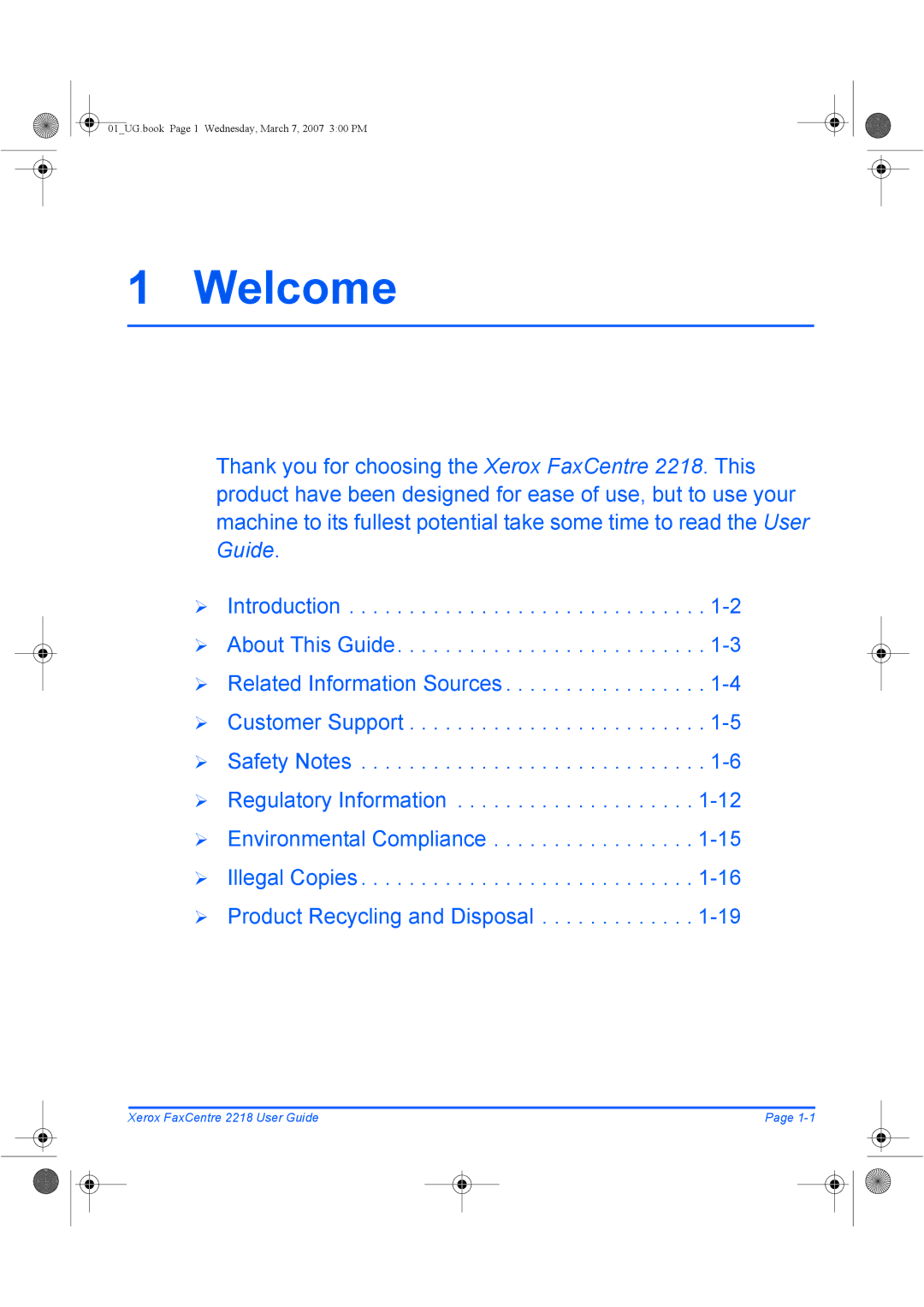 Xerox 2218 manual Welcome 