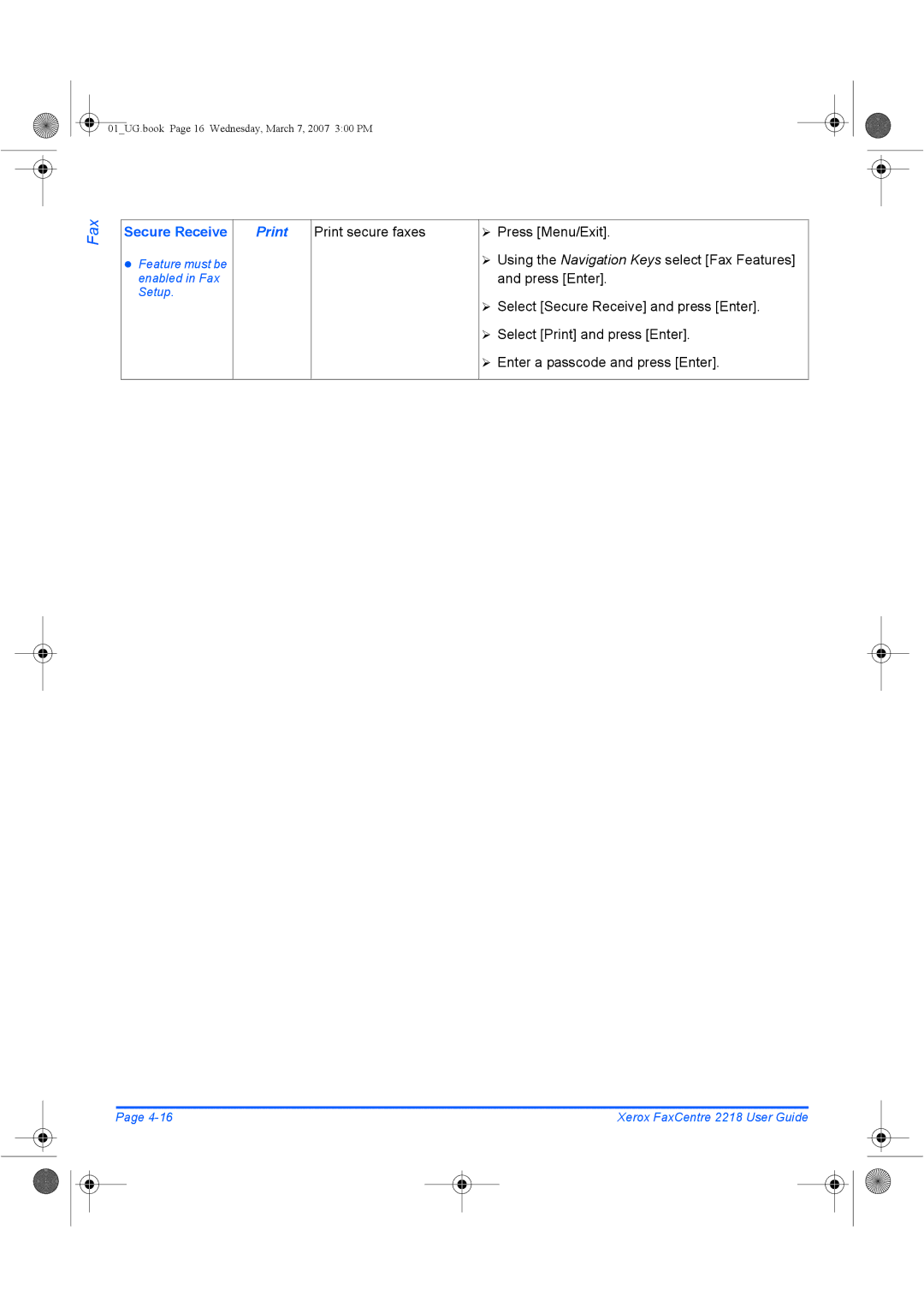 Xerox 2218 manual Secure Receive, Print 