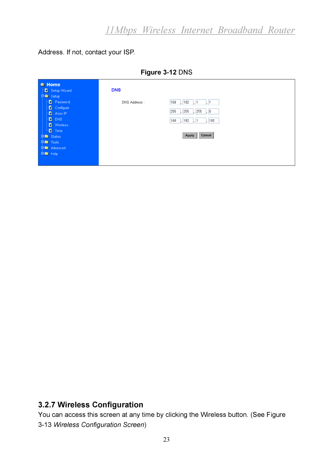 Xerox 2314 manual Wireless Configuration, 12 DNS 