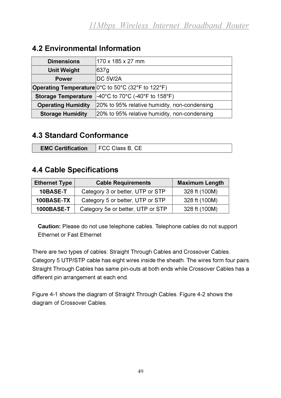 Xerox 2314 manual Environmental Information, Standard Conformance, Cable Specifications 