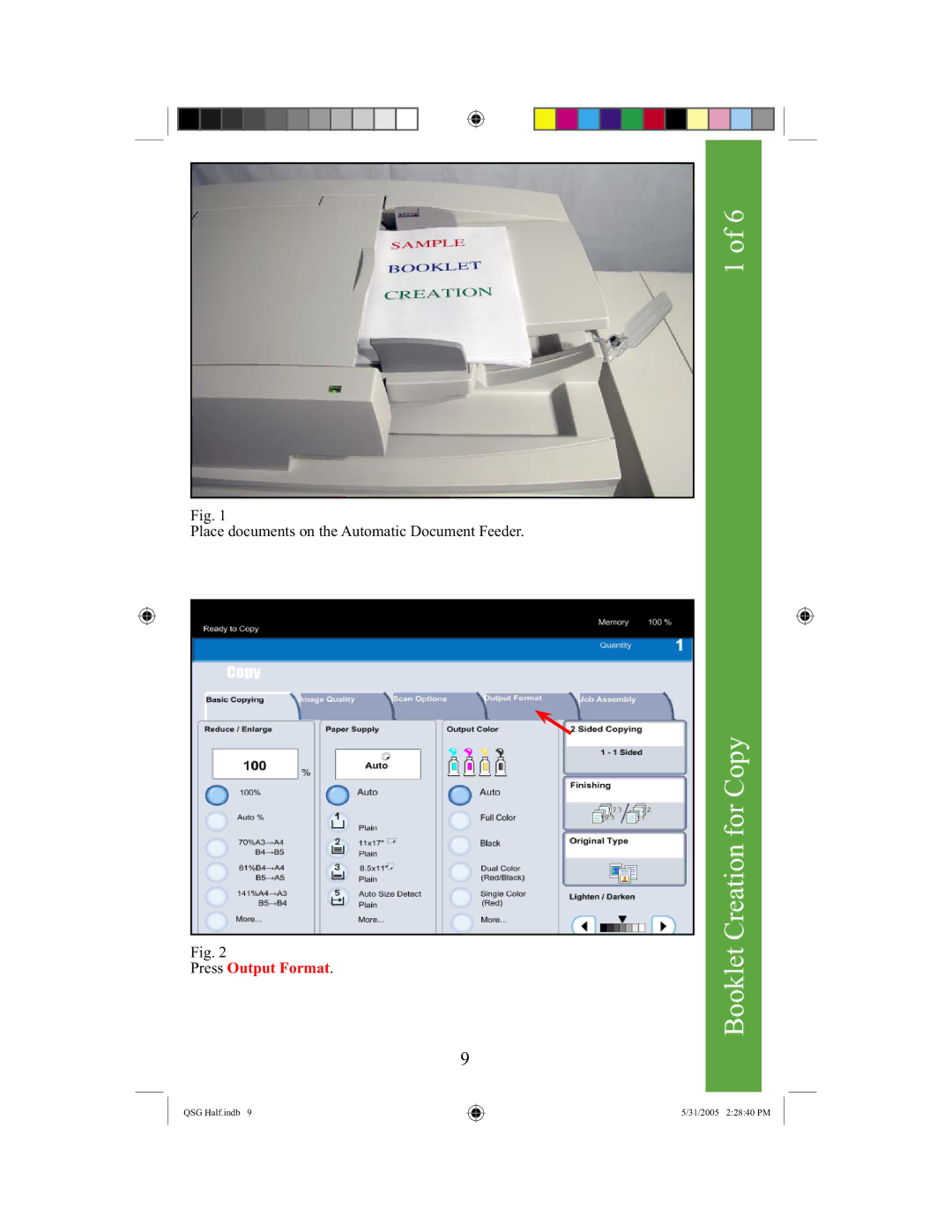 Xerox 250, 240 quick start Booklet Creation for Copy 