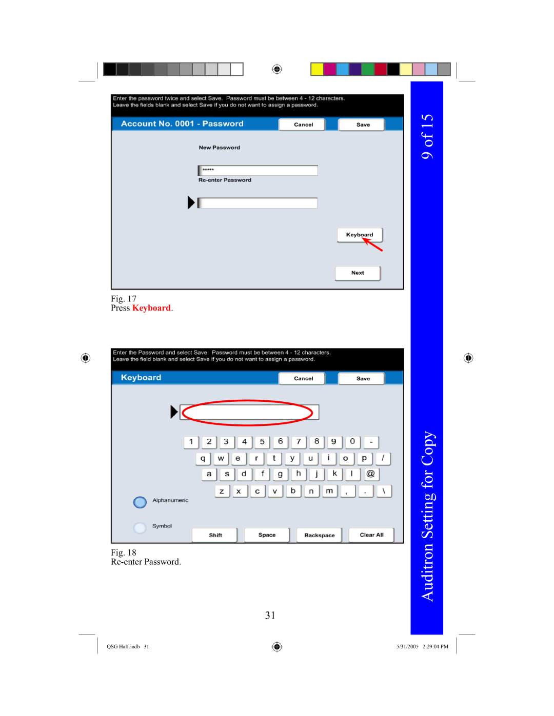 Xerox 250, 240 quick start Re-enter Password 