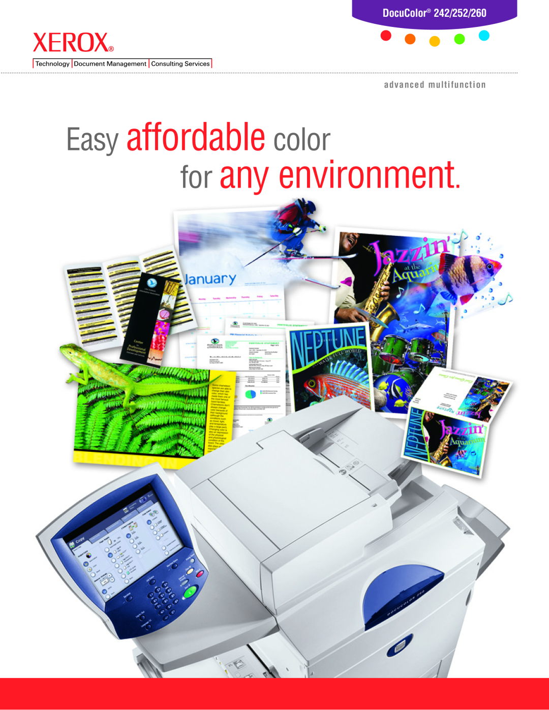 Xerox manual Easy affordable color for any environment, DocuColor 242/252/260, advanced multifunction 