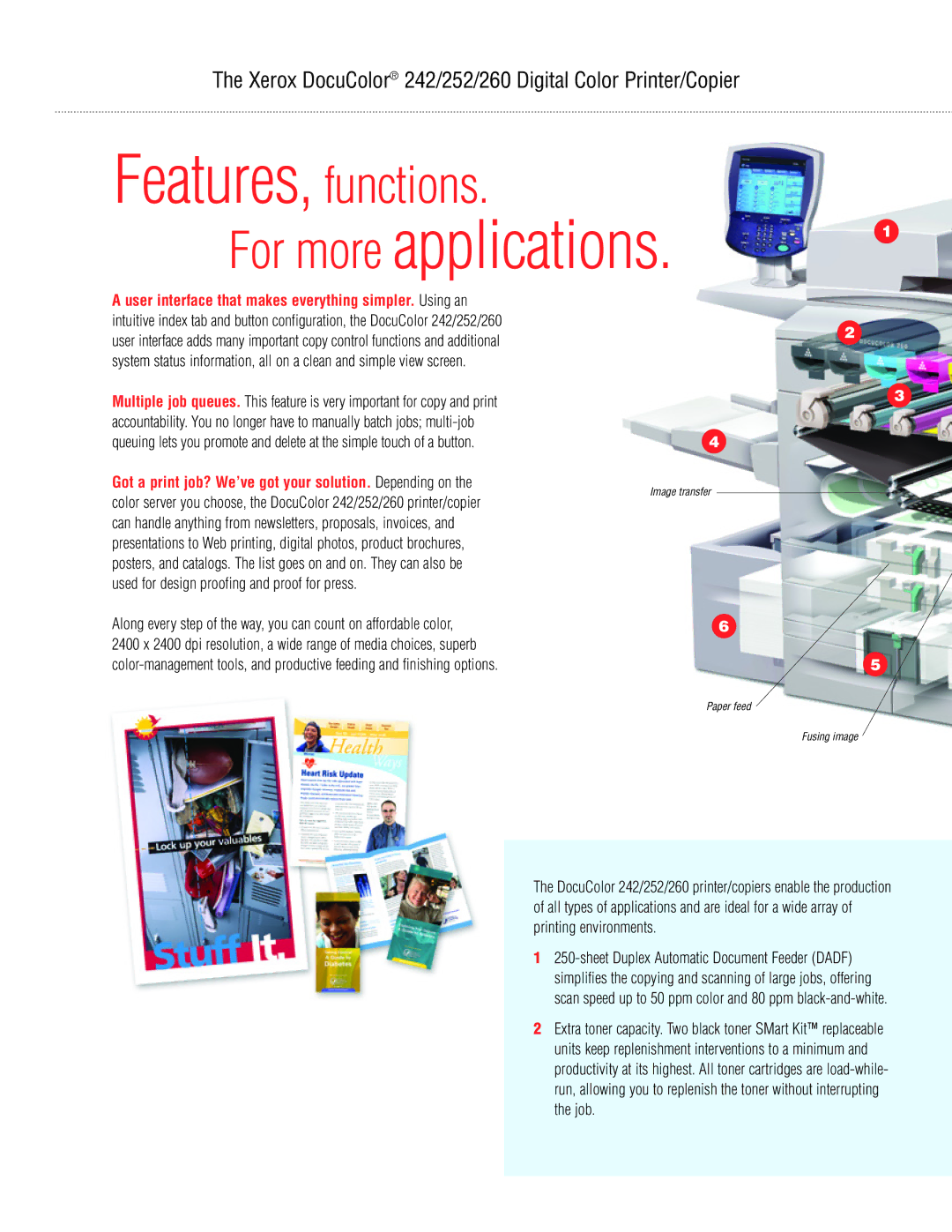 Xerox 260, 252, 242 manual Features, functions For more applications, Got a print job? We’ve got your solution. Depending on 