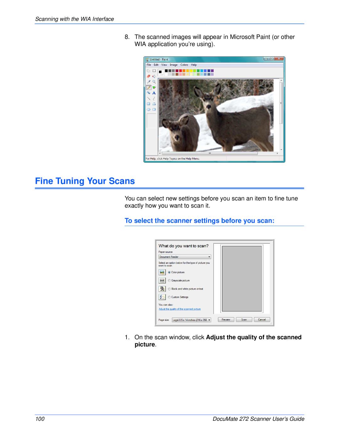 Xerox 272 manual Fine Tuning Your Scans, To select the scanner settings before you scan 