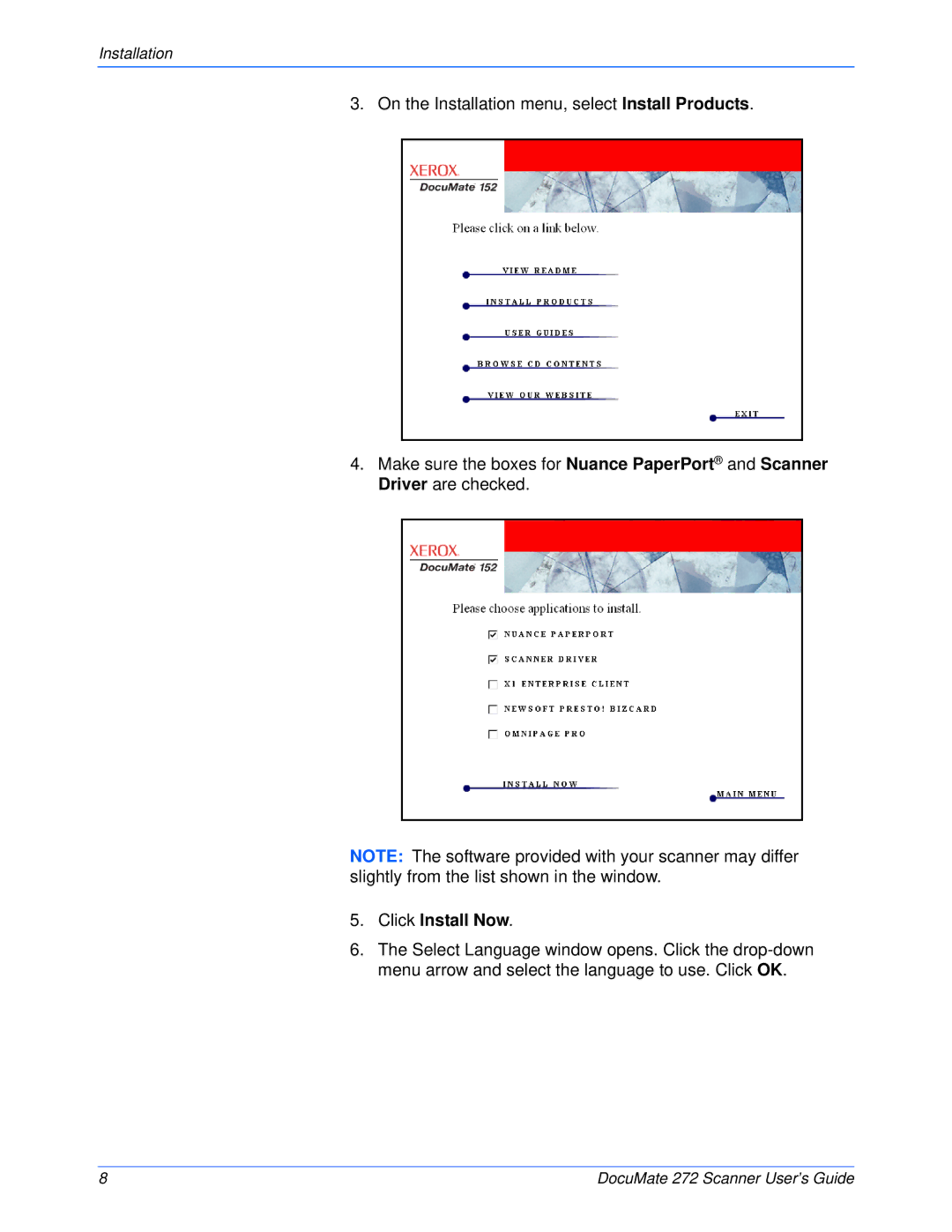 Xerox 272 manual Click Install Now 